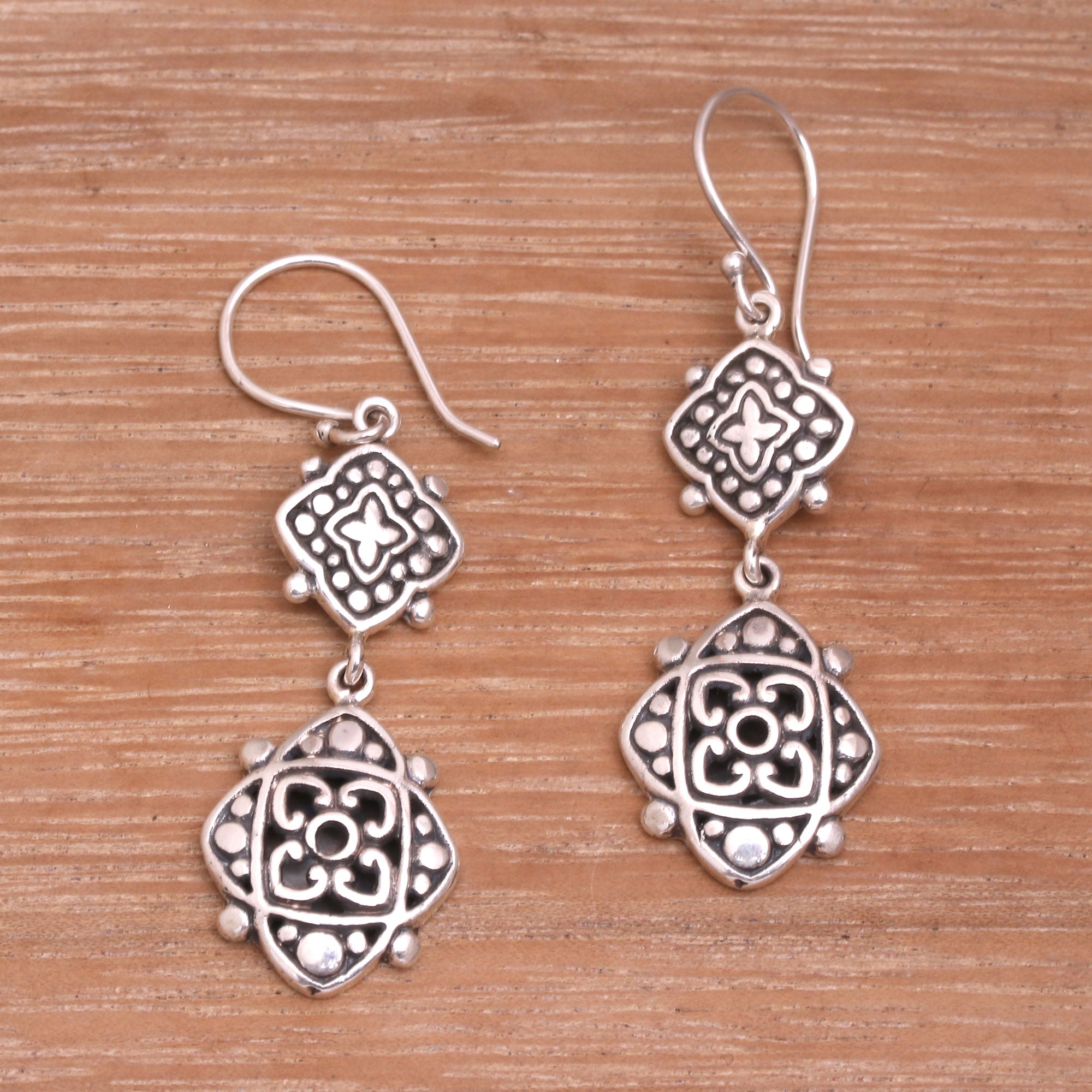 Premium Elegant Star Sterling Silver Dangle Earrings - Handcrafted in Bali