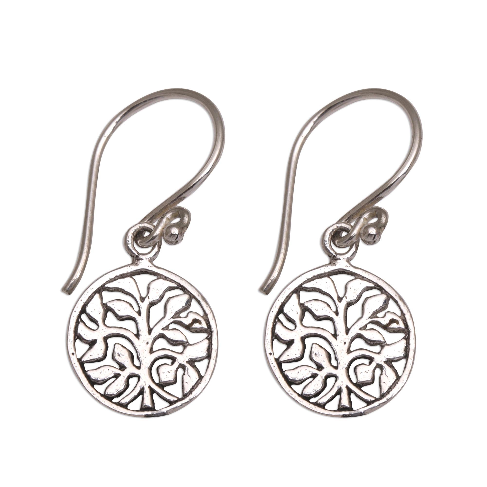 Premium Bali Sterling Silver Leafy Tree Dangle Earrings – Handcrafted Elegance