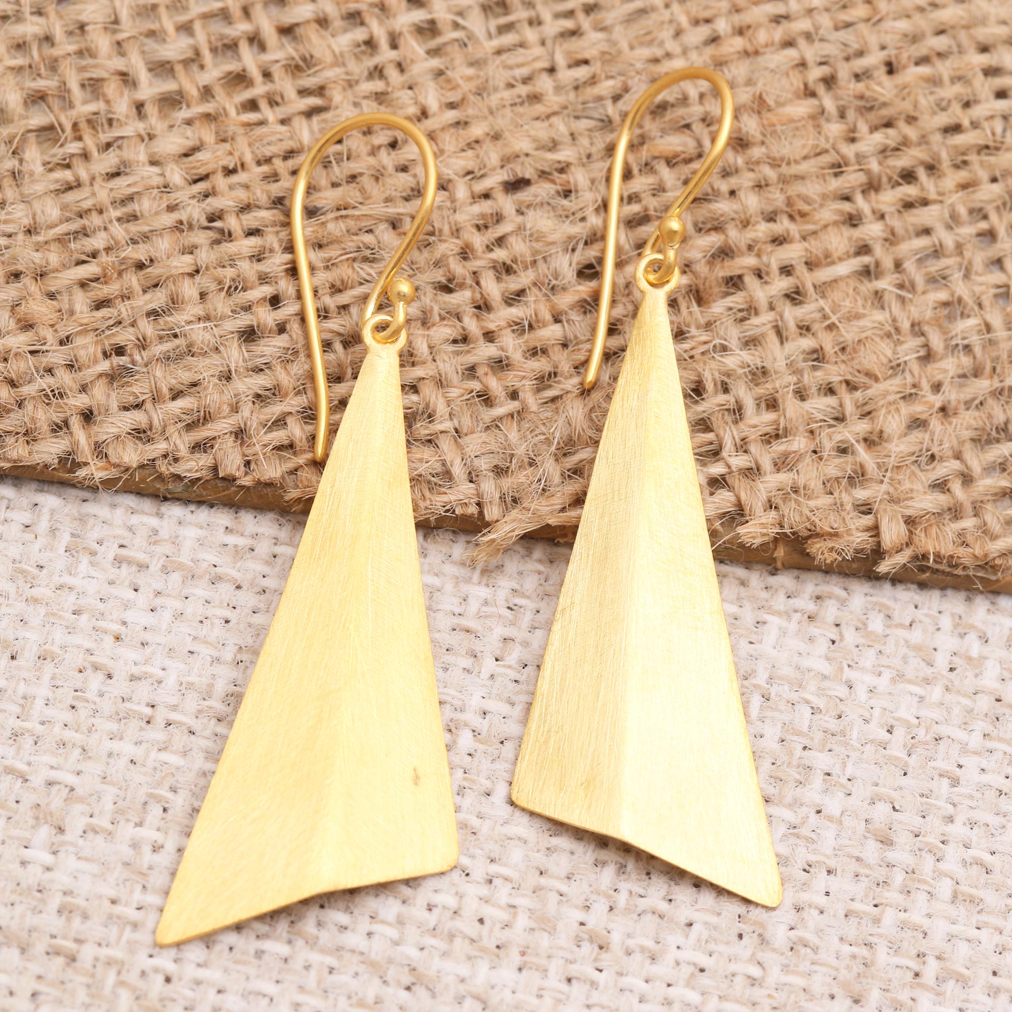 Premium Golden Mountain Handcrafted Gold-Plated Dangle Earrings