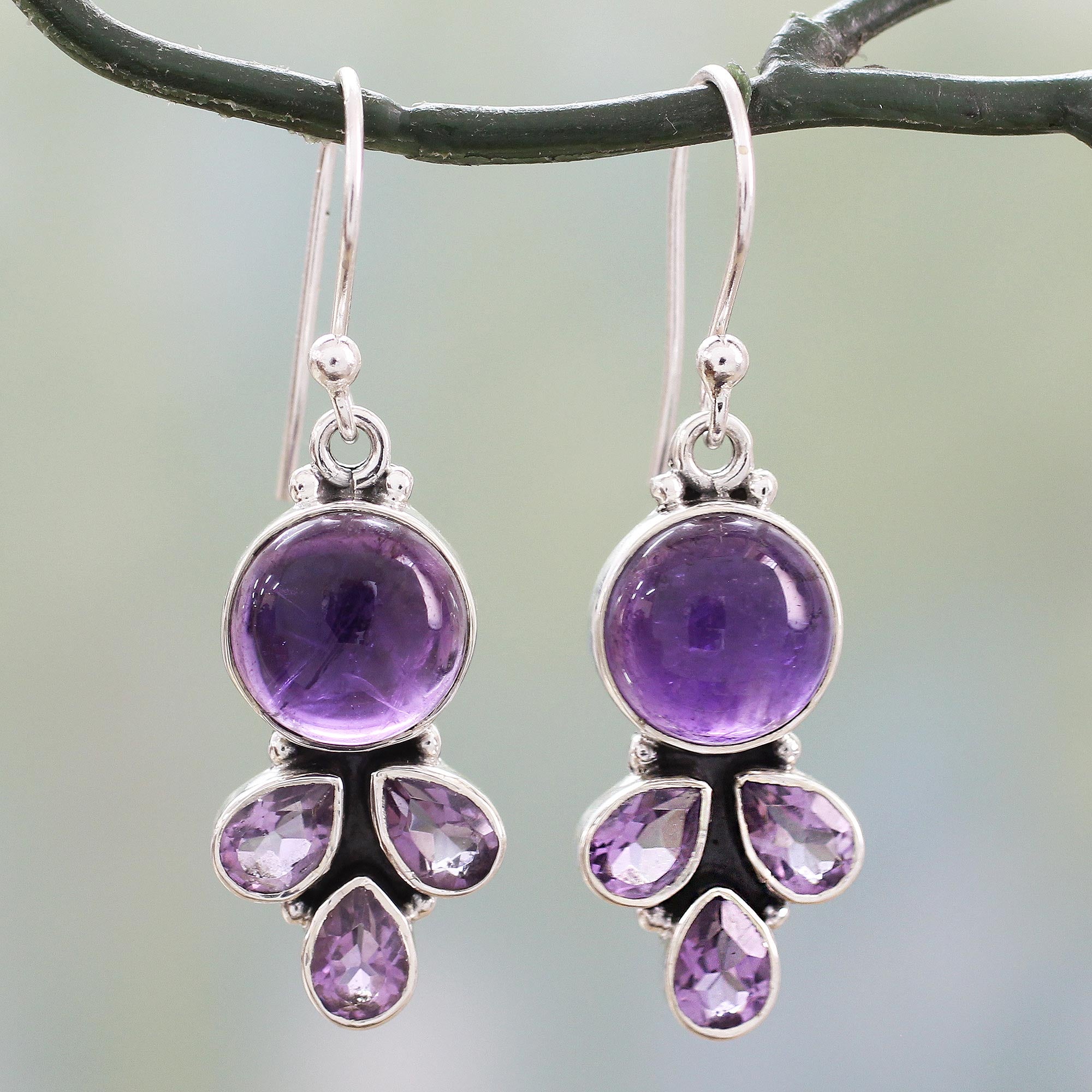 Premium Lilac Amethyst Sterling Silver Dangle Earrings