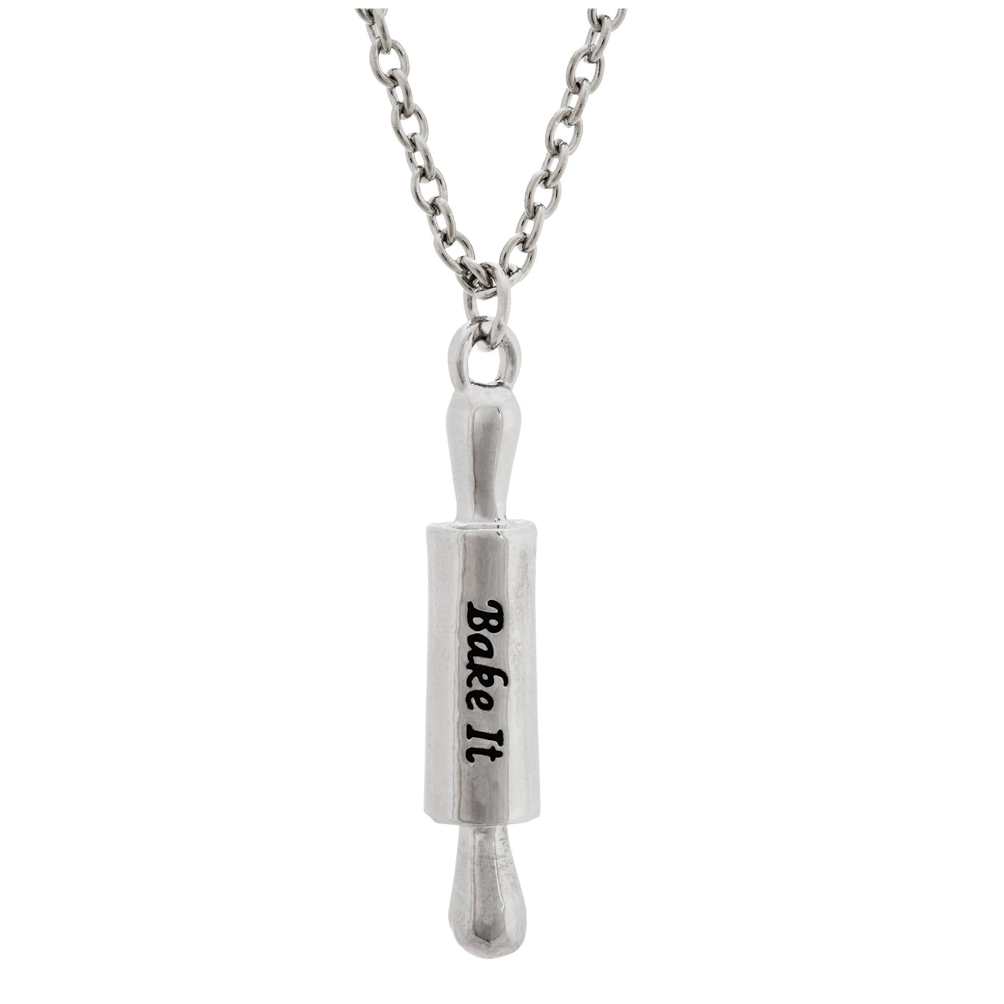 Premium Pewter Rolling Pin Necklace - Bake It Until You Make It!