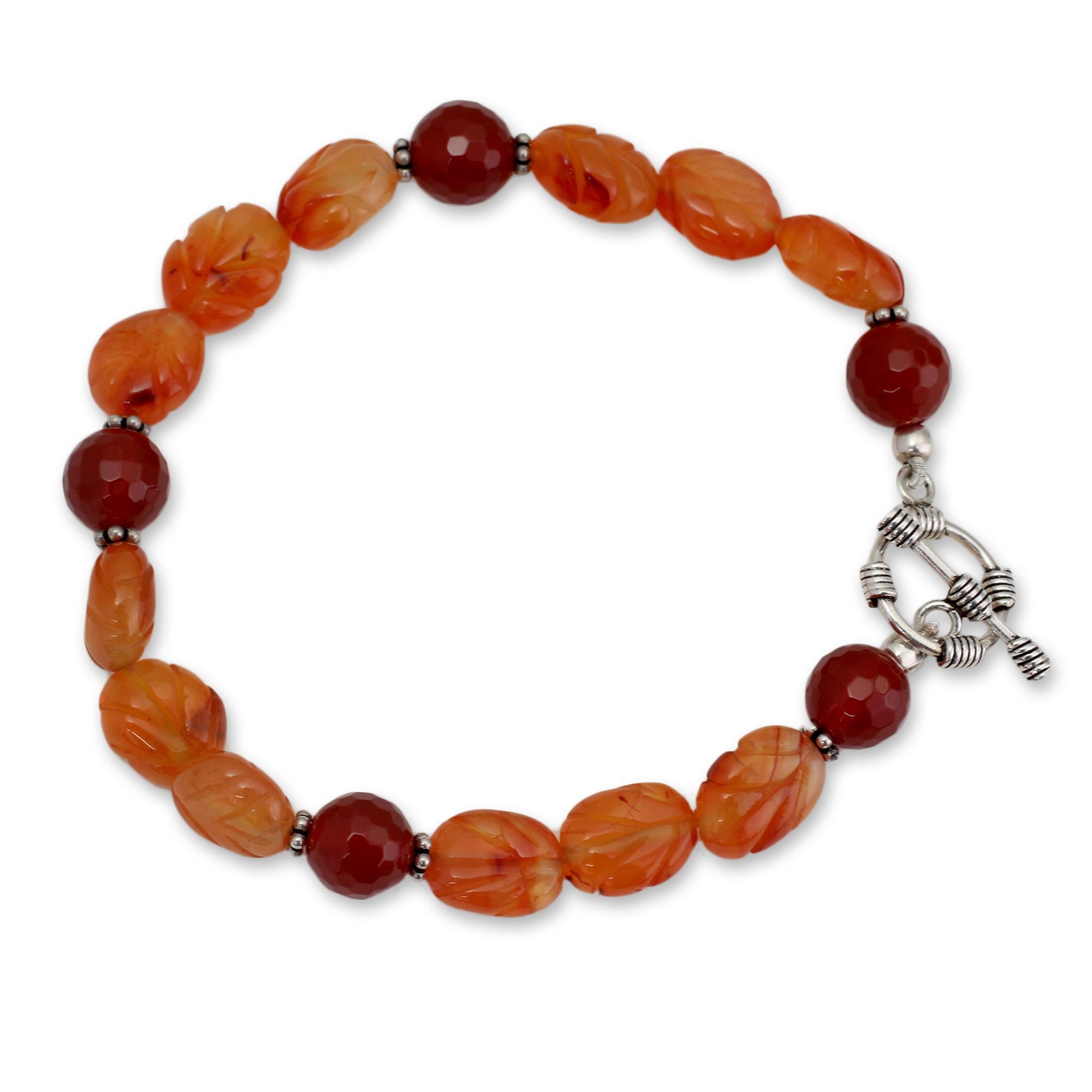 Premium Sunset Forest Carnelian Beaded Bracelet – Handcrafted Elegance