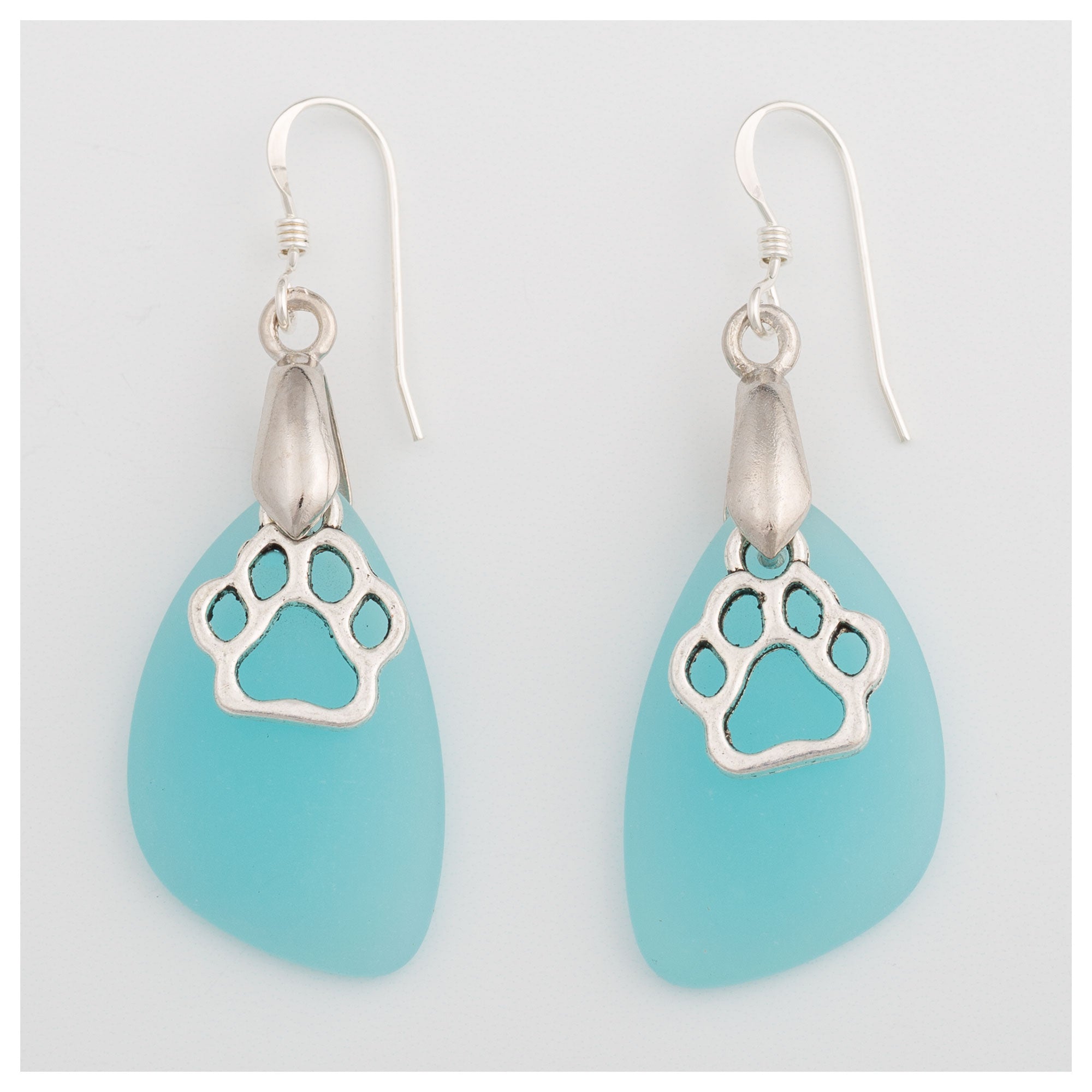 Premium Paw Print Sea Glass Earrings - Handcrafted in the U.S.A.