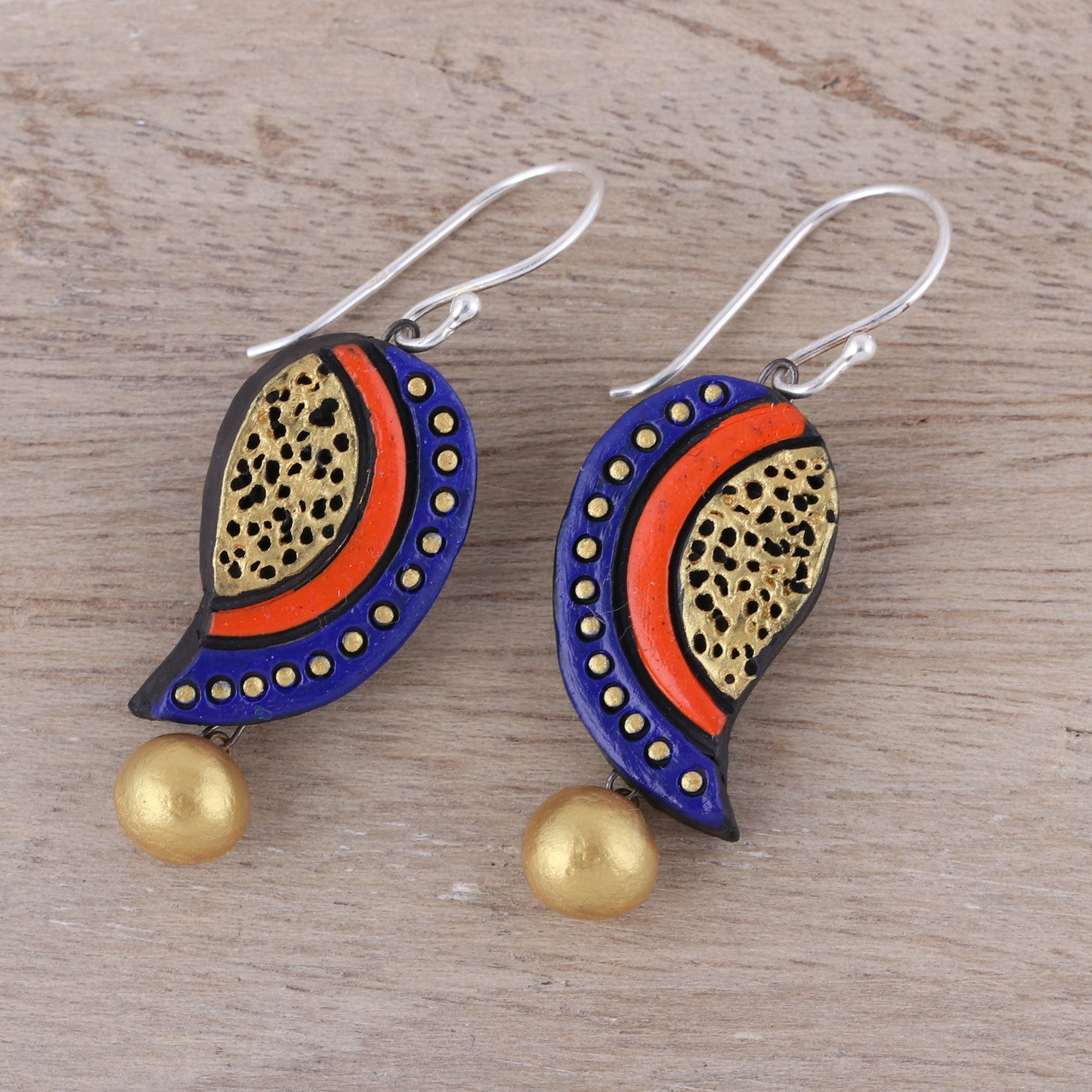 Premium Hand-Painted Mango Bliss Ceramic Dangle Earrings | Artisanal Crafted in India