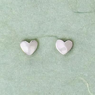 Premium Hammered Heart Sterling Silver Post Earrings