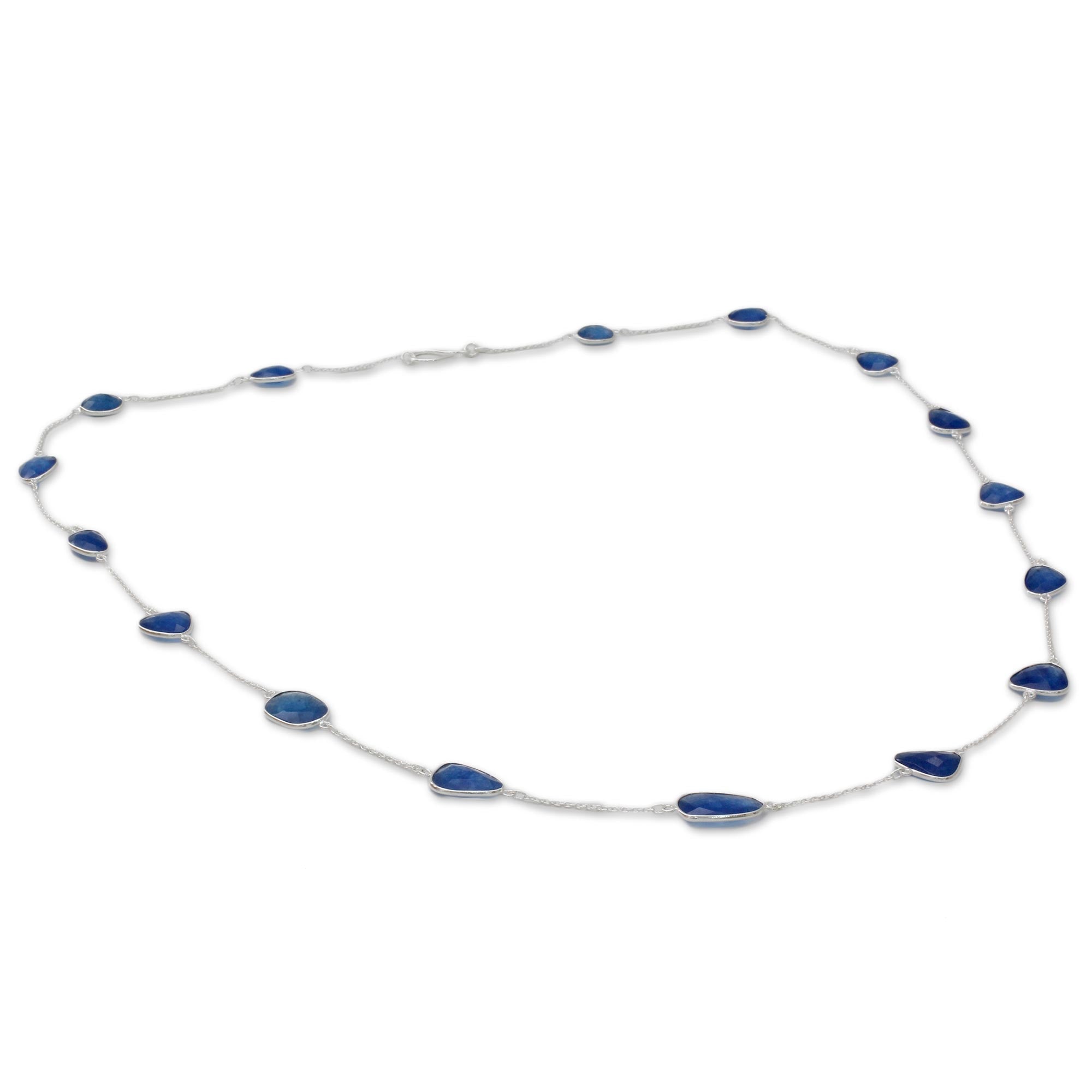 Premium Blue Regal Handcrafted Sterling Silver Layered Necklace
