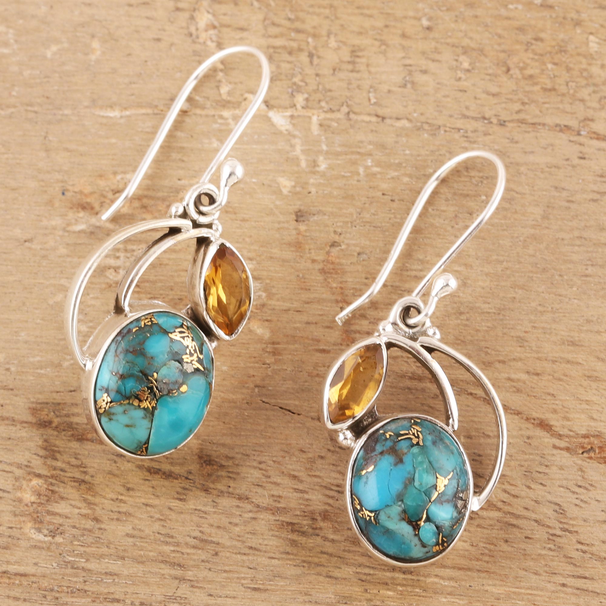 Premium Modern Mystique Earrings - Handcrafted Sterling Silver & Citrine