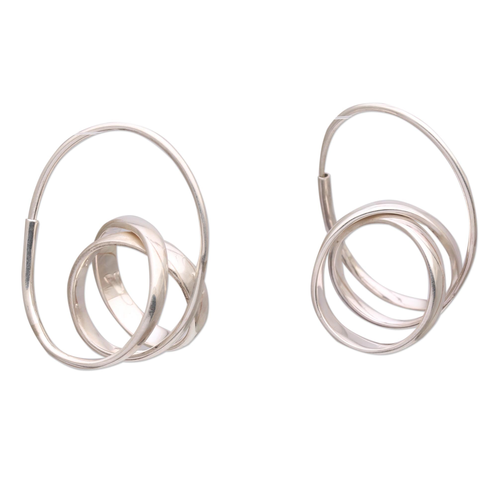 Premium Modern Curls Sterling Silver Hoop Earrings