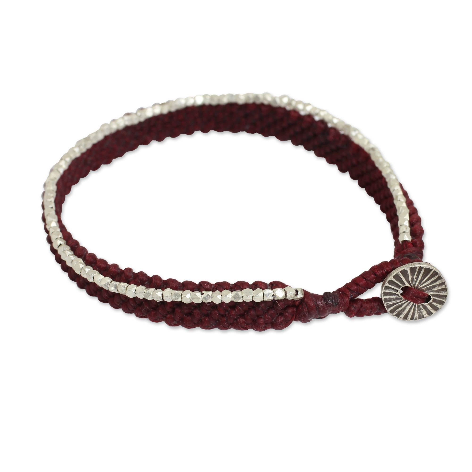 Premium Red & Silver Beaded Women's Bracelet - Handcrafted Elegance