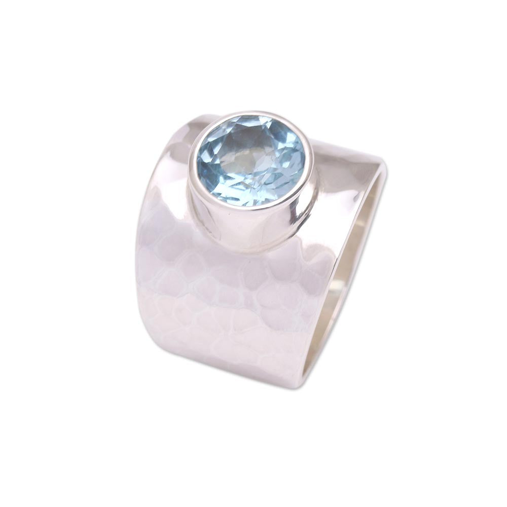 Premium Gleaming Fate Blue Topaz Cocktail Ring - Handcrafted Sterling Silver Jewelry