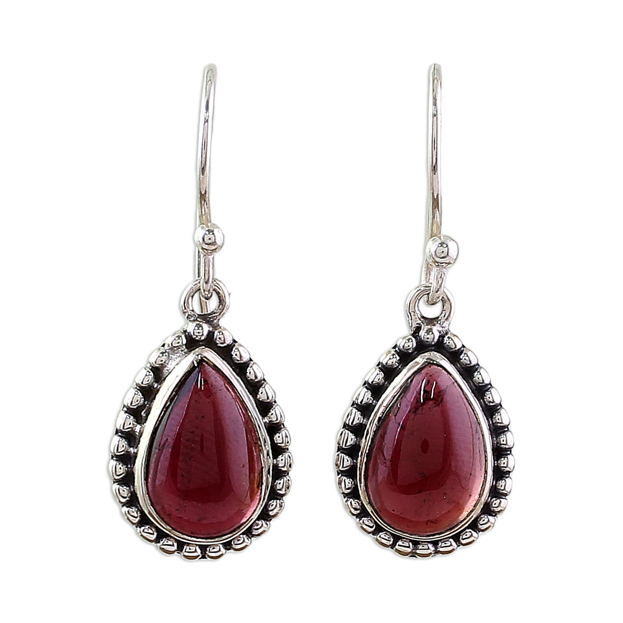 Premium Sterling Silver Garnet Drop Earrings - Radiant Dewdrops Collection