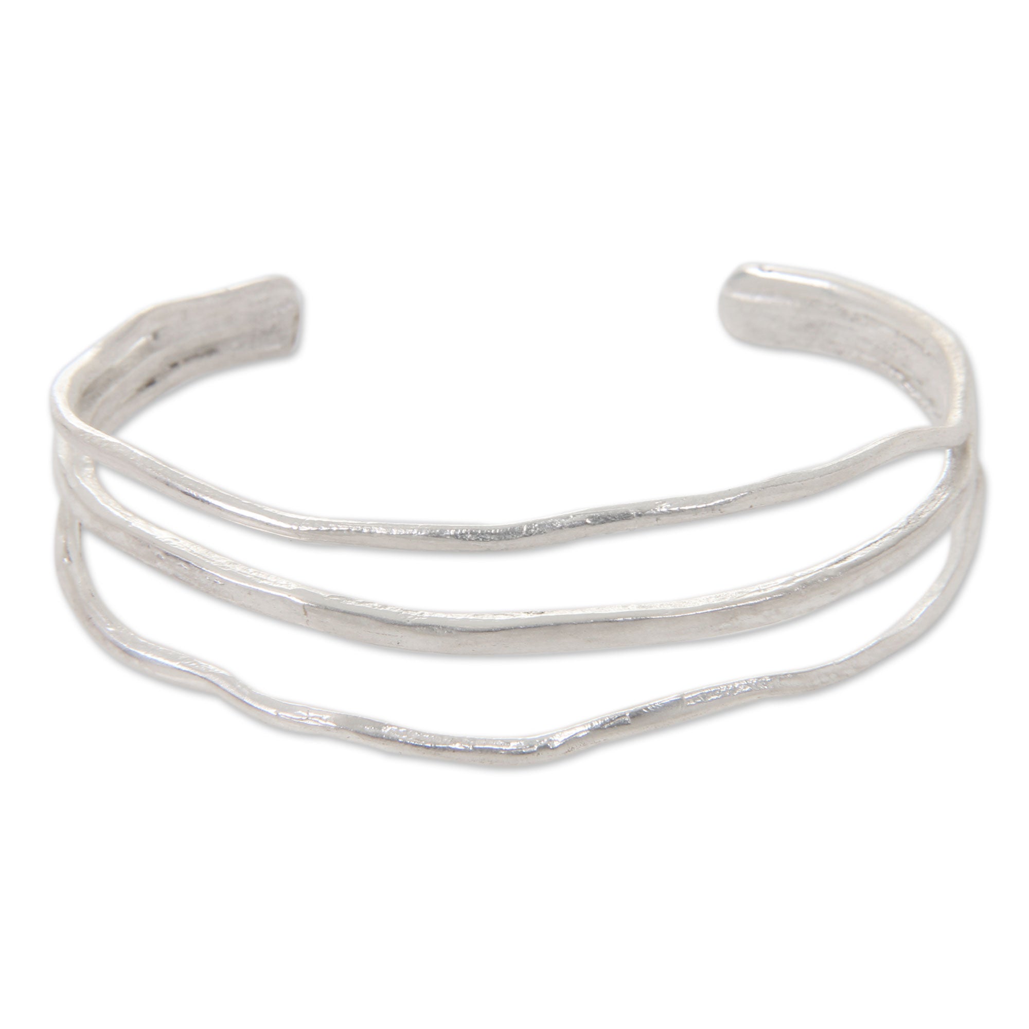 Premium Antiqued Silver Plated Handmade Cuff Bracelet - Rustic Elegance from Bali