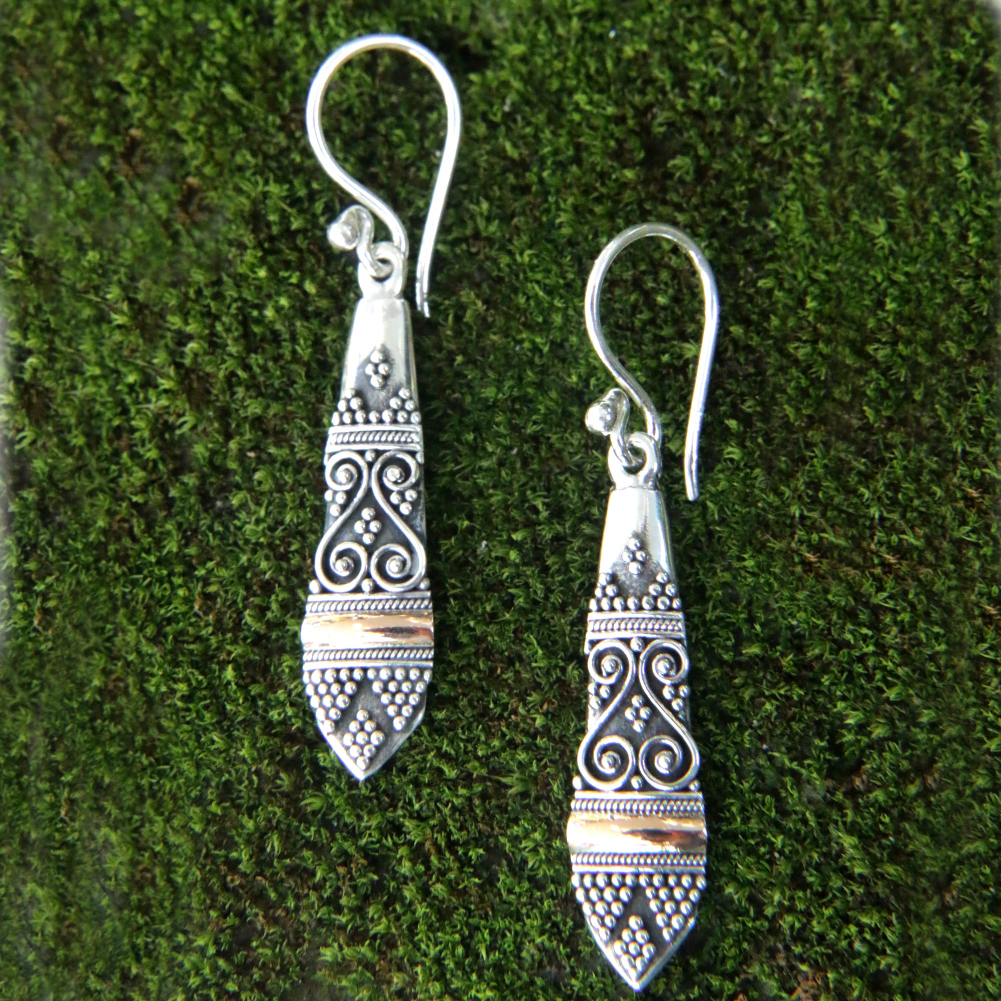 Premium Ubud Dancer Gold & Sterling Silver Drop Earrings - Handcrafted Elegance