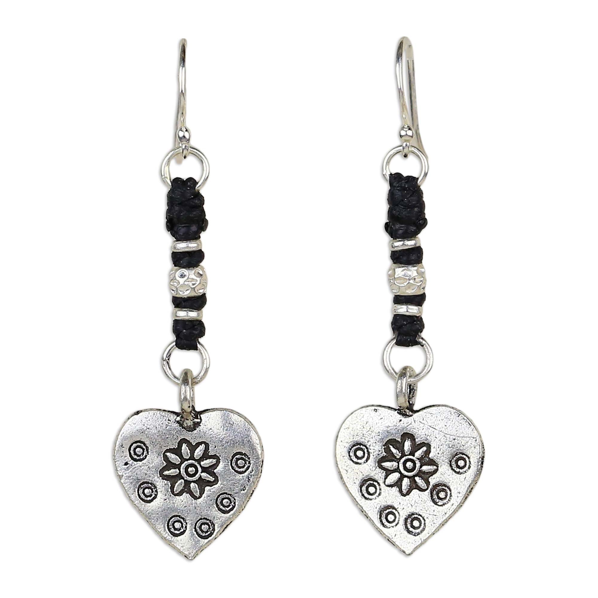 Premium Tribal Hearts Handcrafted Silver Earrings – Ultimate Thai Artistry