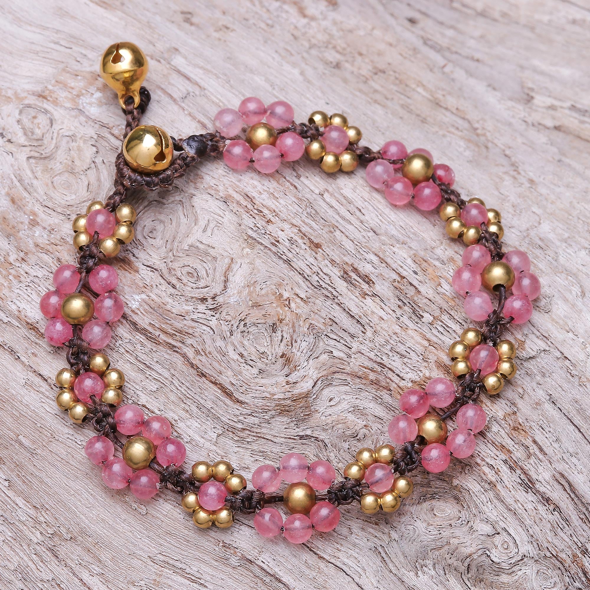 Premium Blooming Love Pink Quartz Macrame Bracelet - Handcrafted in Thailand