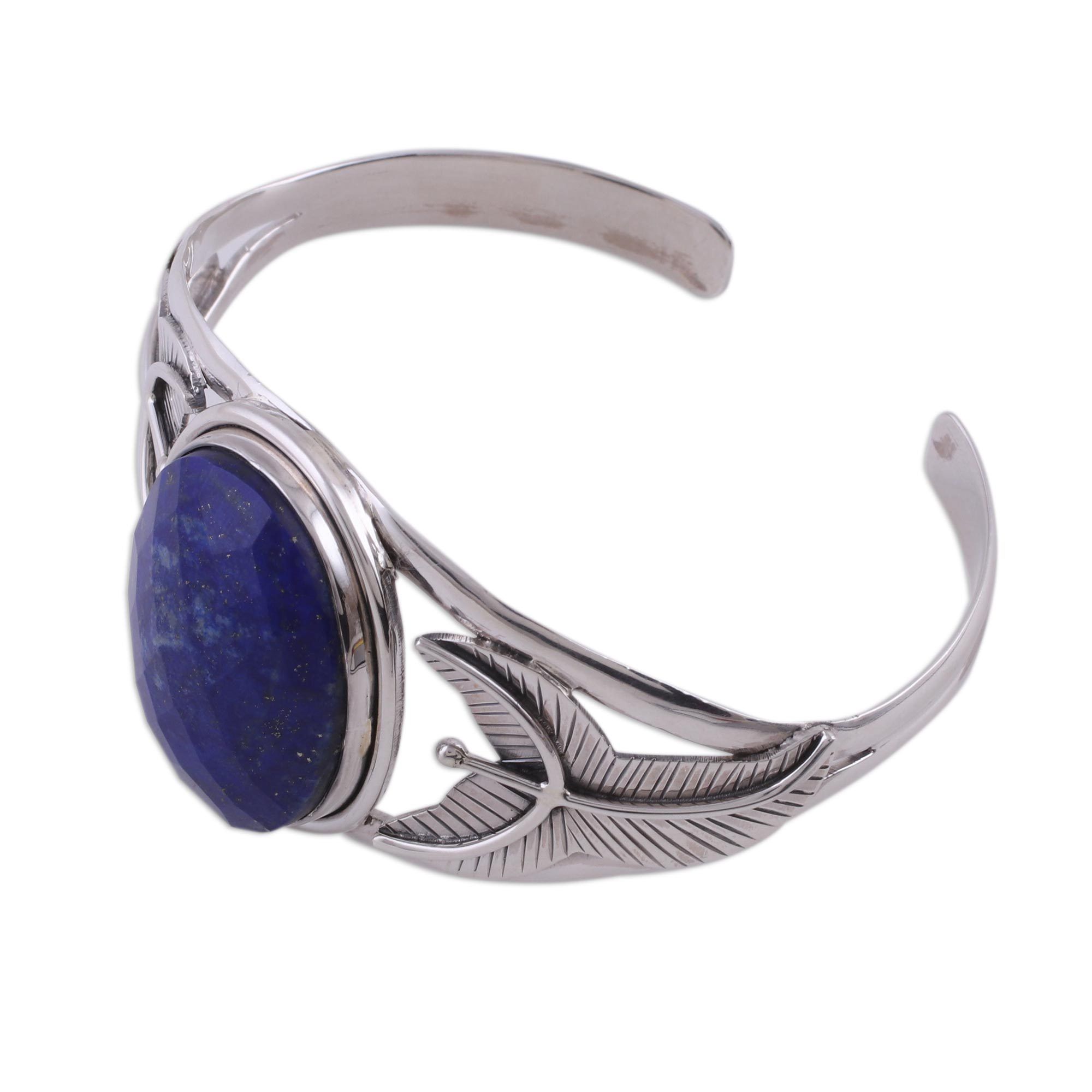 Premium Lapis Lazuli & Sterling Silver Cuff Bracelet - Handcrafted Elegance