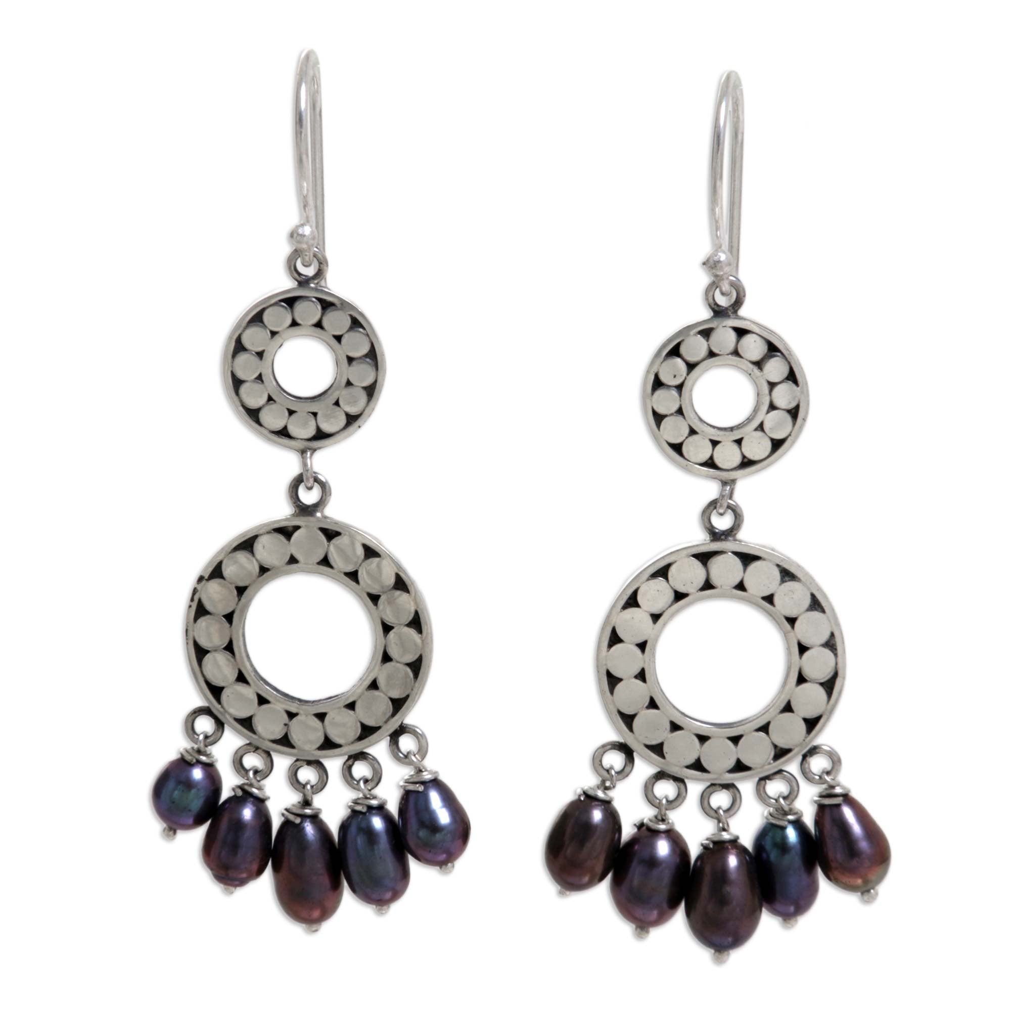 Premium Eclipse Black Pearl Chandelier Earrings