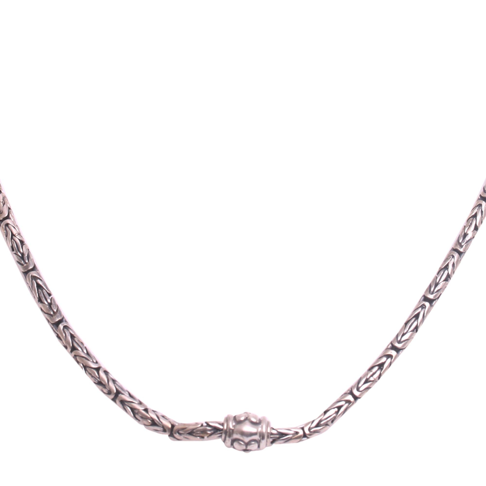 Premium Floral Borobudur Silver Necklace - Handcrafted Elegance