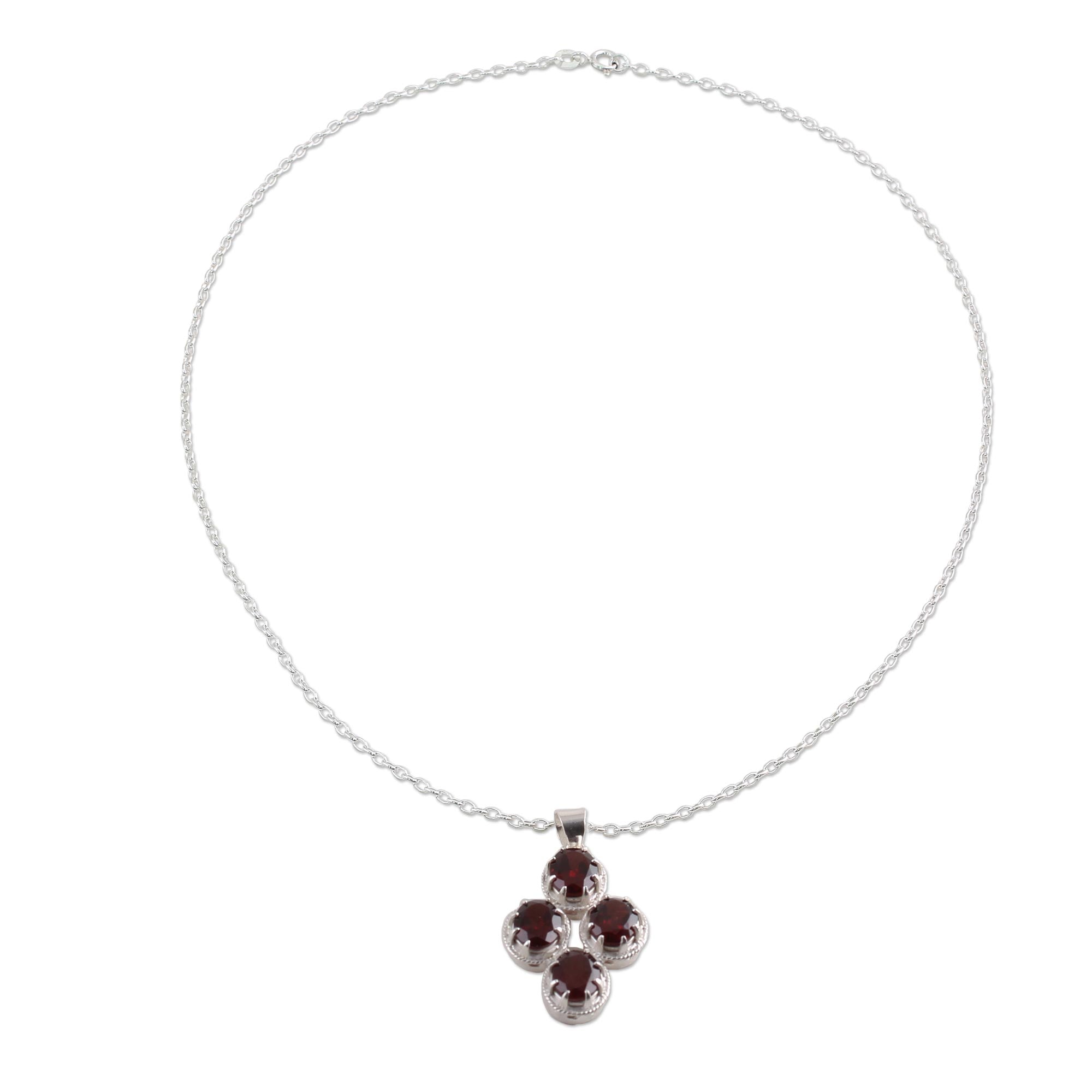 Premium Morning Crimson Garnet Necklace - Handcrafted Sterling Silver Jewelry