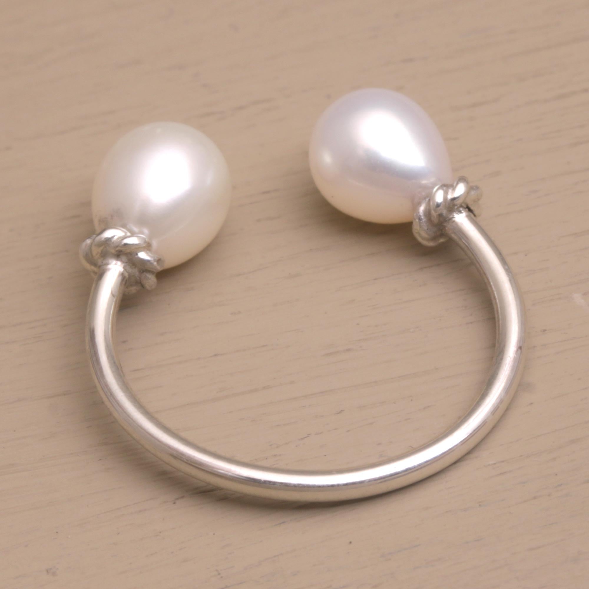 Premium Moonlight's End Sterling Silver & Cultured Pearl Wrap Ring