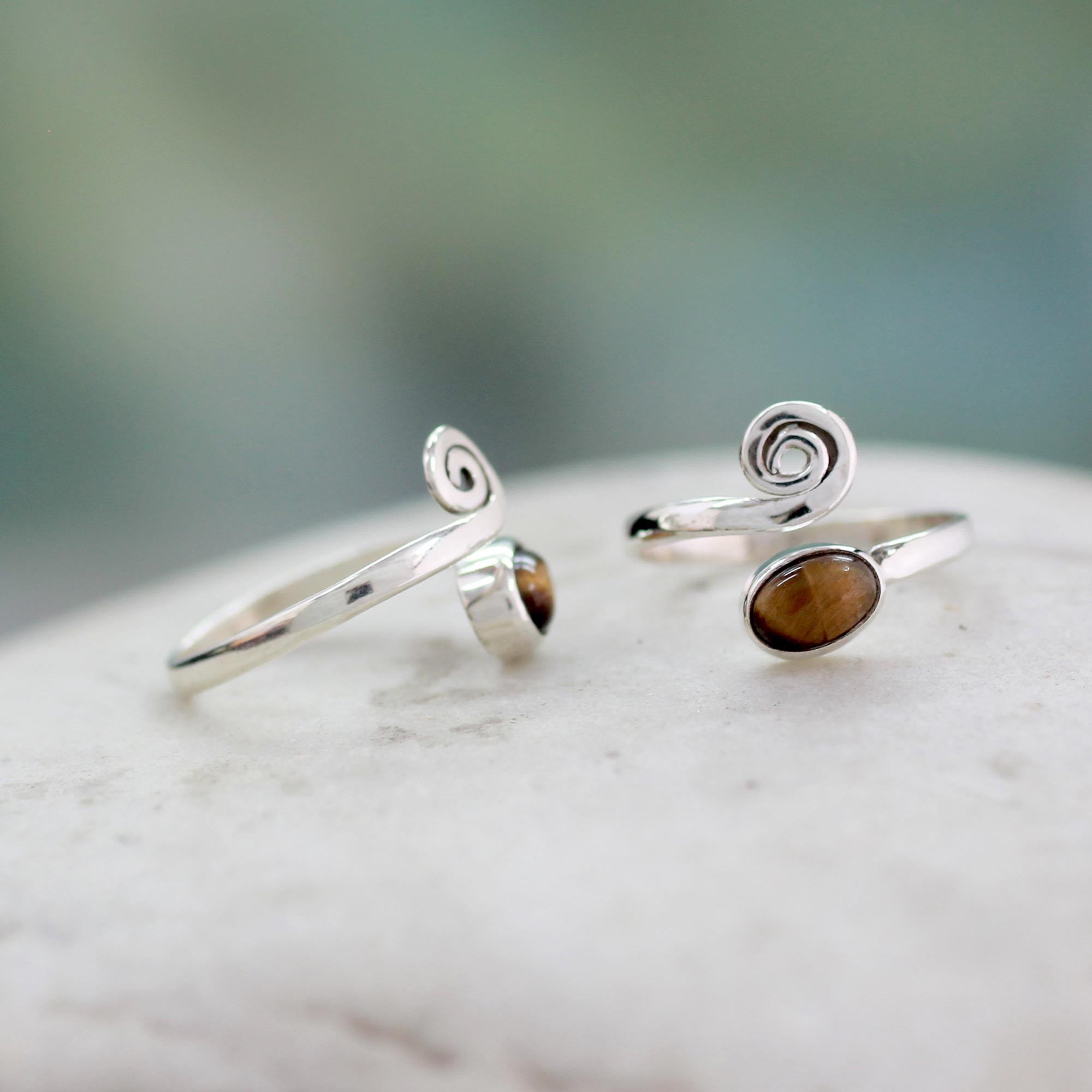 Premium Tiger Eye Adjustable Toe Ring - Handcrafted Sterling Silver Jewelry