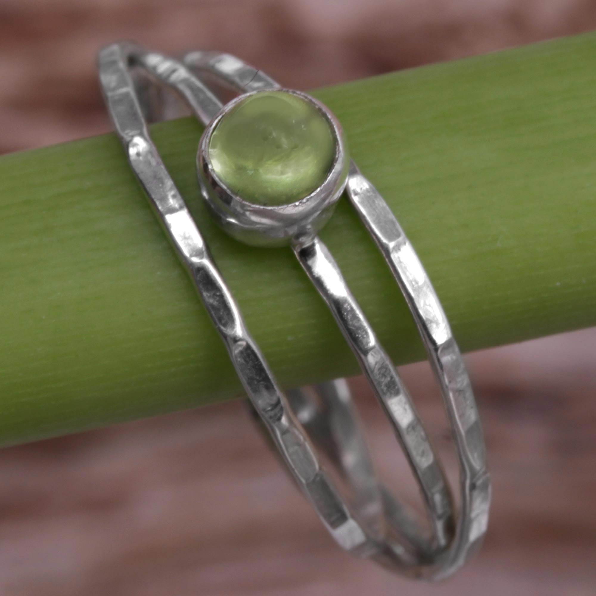 Premium Sterling Silver Peridot Solitaire Ring - Handcrafted in Bali