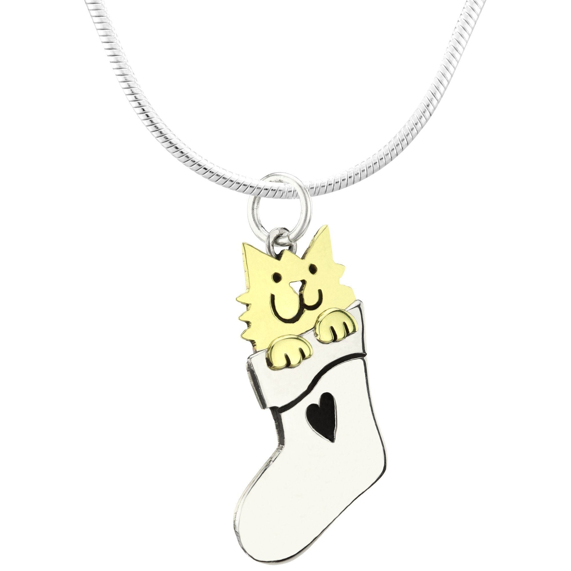 Premium Sweet Stocking Kitty Sterling Silver Necklace