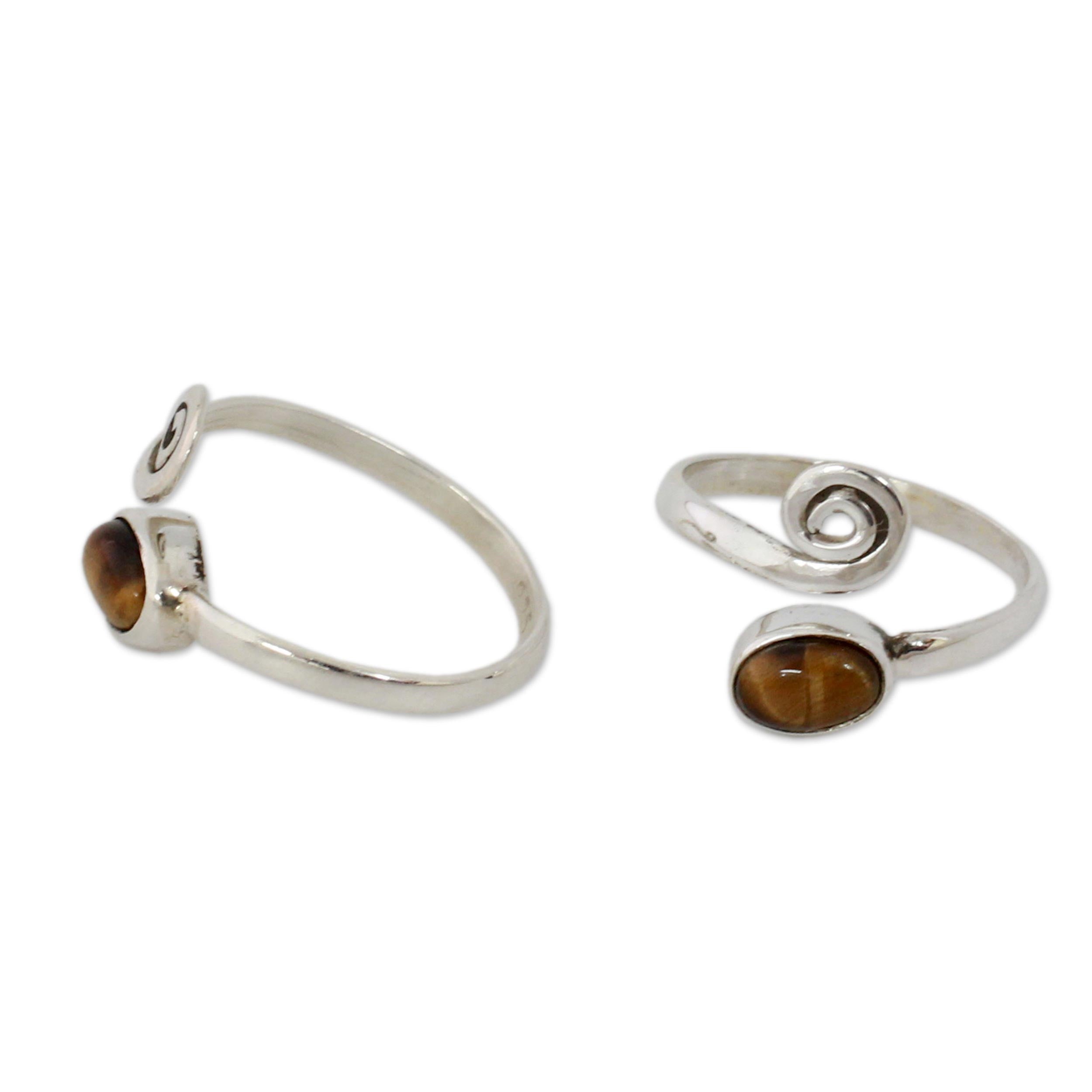 Premium Tiger Eye Adjustable Toe Ring - Handcrafted Sterling Silver Jewelry