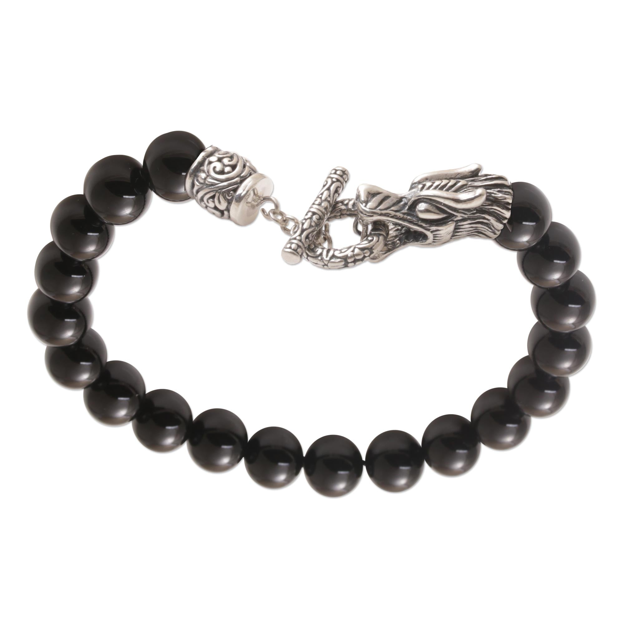 Premium Dragon Glory Bracelet for Men - Sterling Silver & Onyx