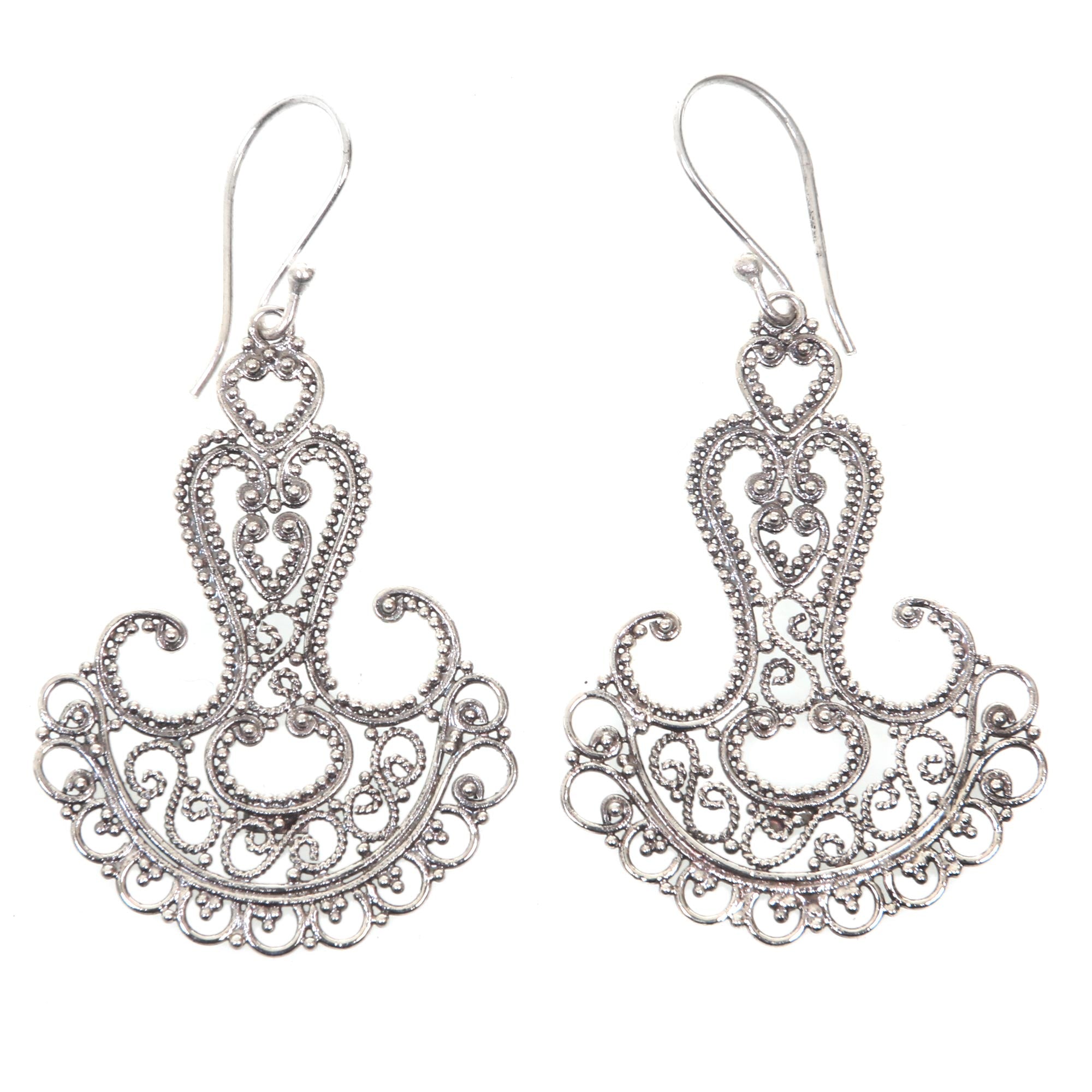 Premium Benoa Anchor Sterling Silver Filigree Earrings - Handcrafted in Bali