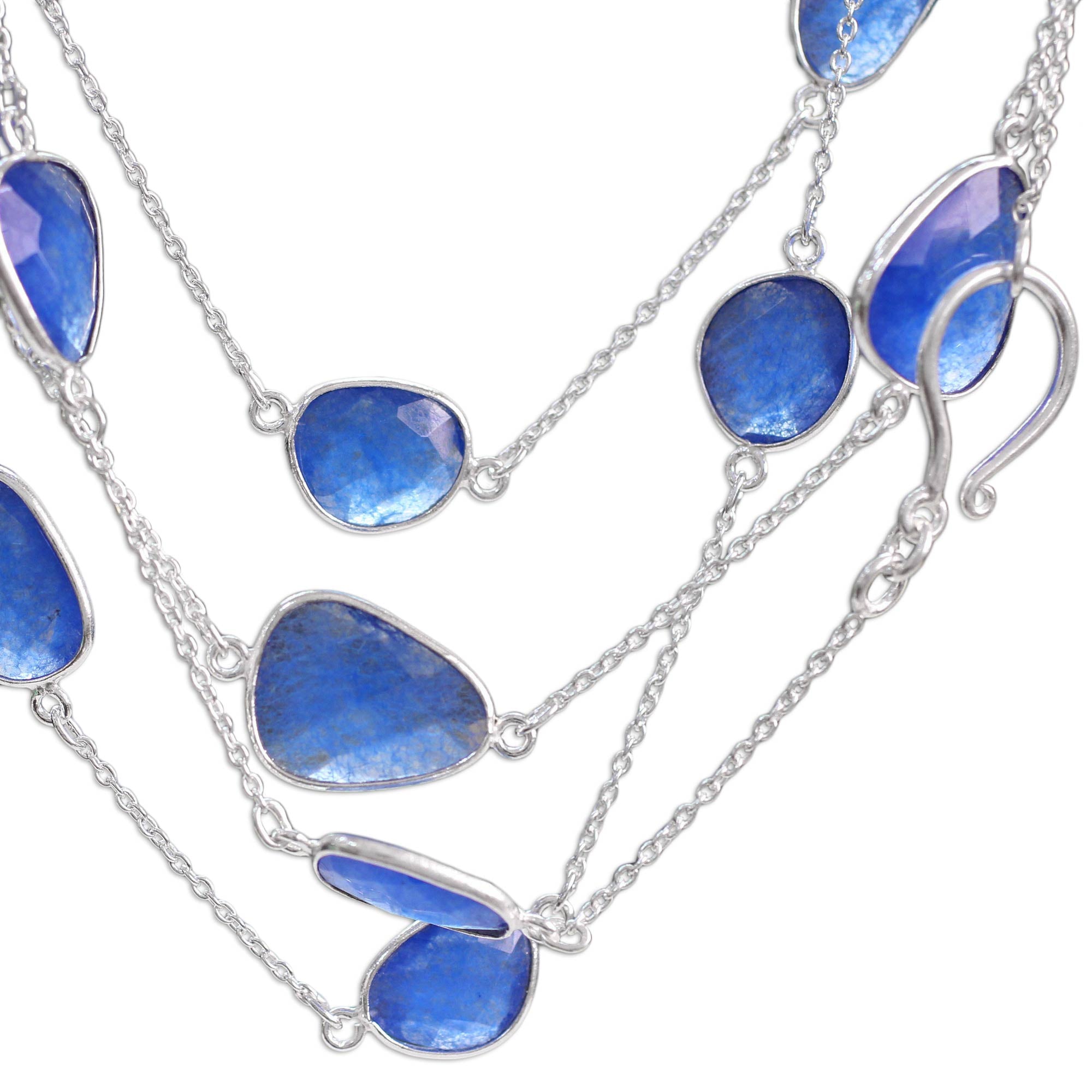 Premium Blue Regal Handcrafted Sterling Silver Layered Necklace