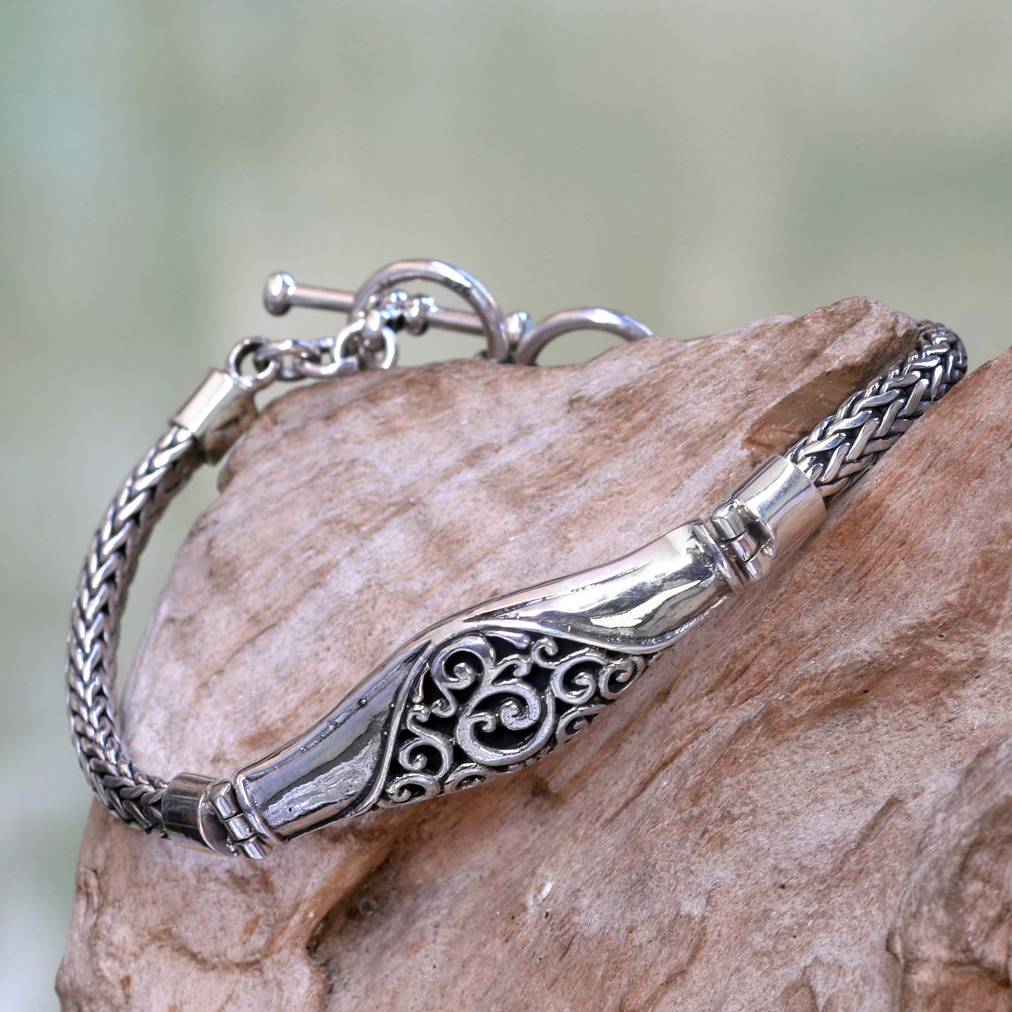 Premium Sterling Silver Naga Chain Bracelet – Elegant Bali Design