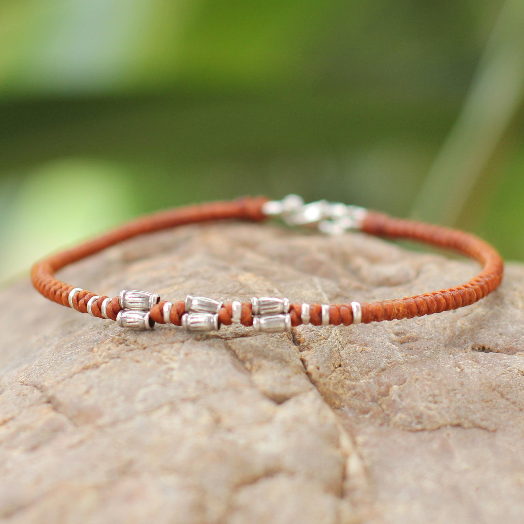 Premium Bamboo Sterling Silver Bracelet - Handcrafted Thai Artisan Jewelry