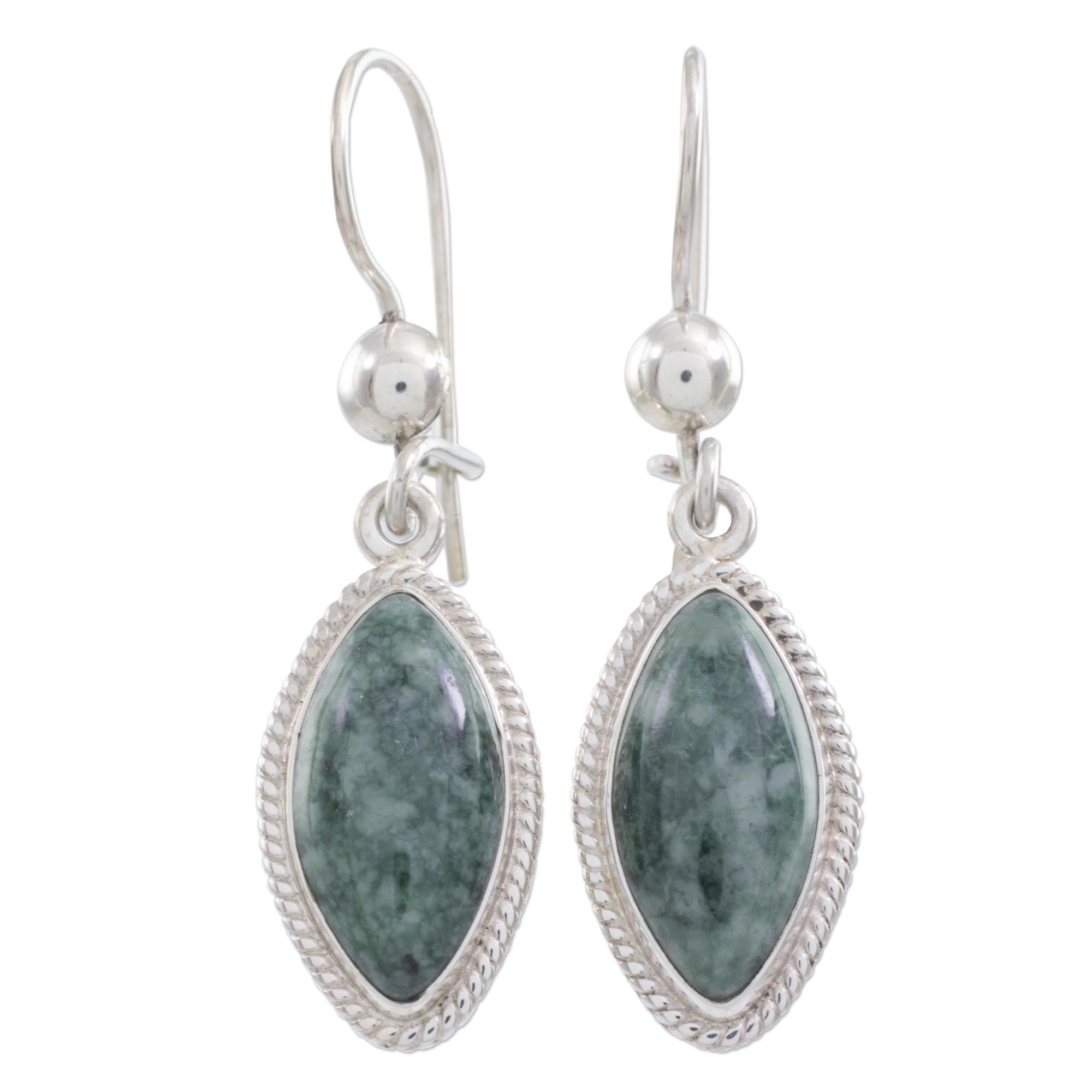 Premium Green Gaze Artisan Silver & Dark Jade Earrings - Handcrafted Elegance