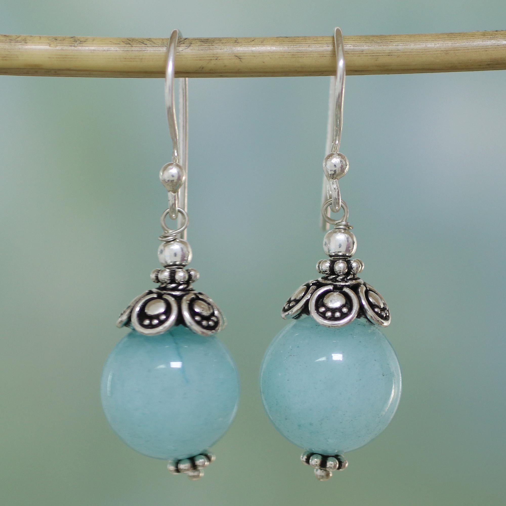 Premium Aqua Delight Sterling Silver Dangle Earrings with Aventurine