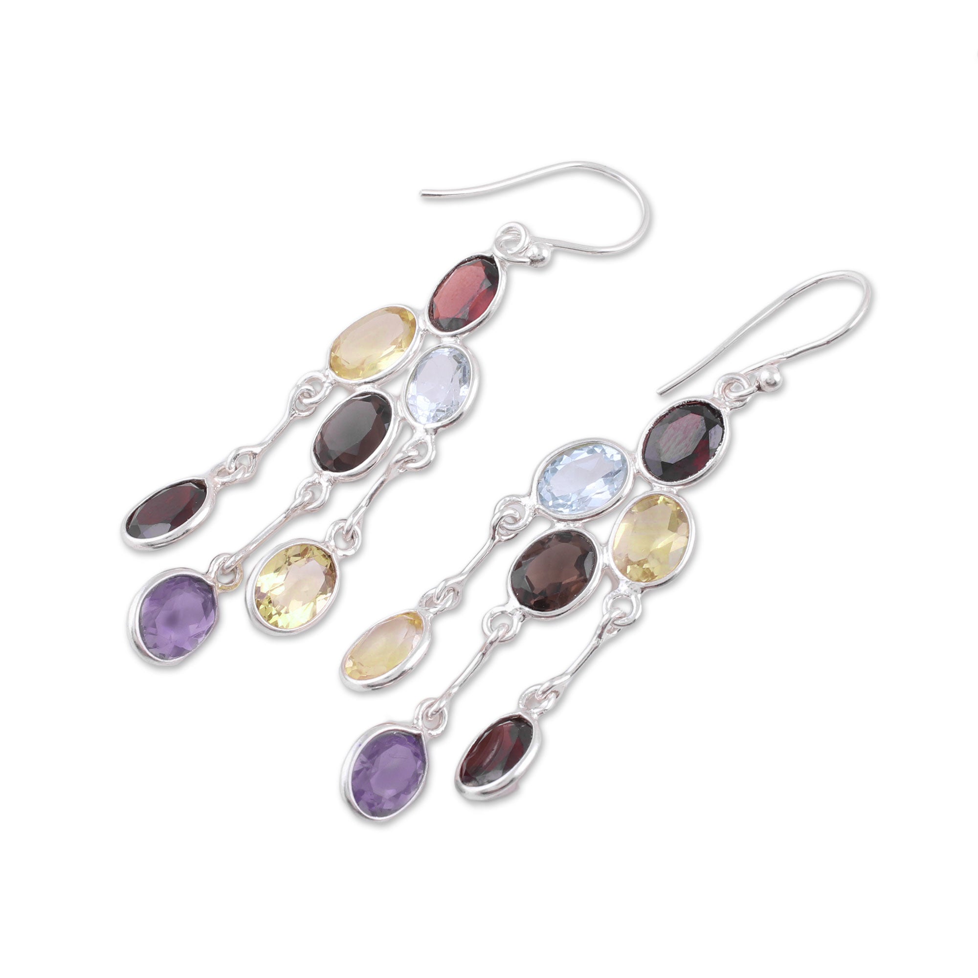 Premium Handcrafted Multigemstone Chandelier Earrings - Elegant Indian Design