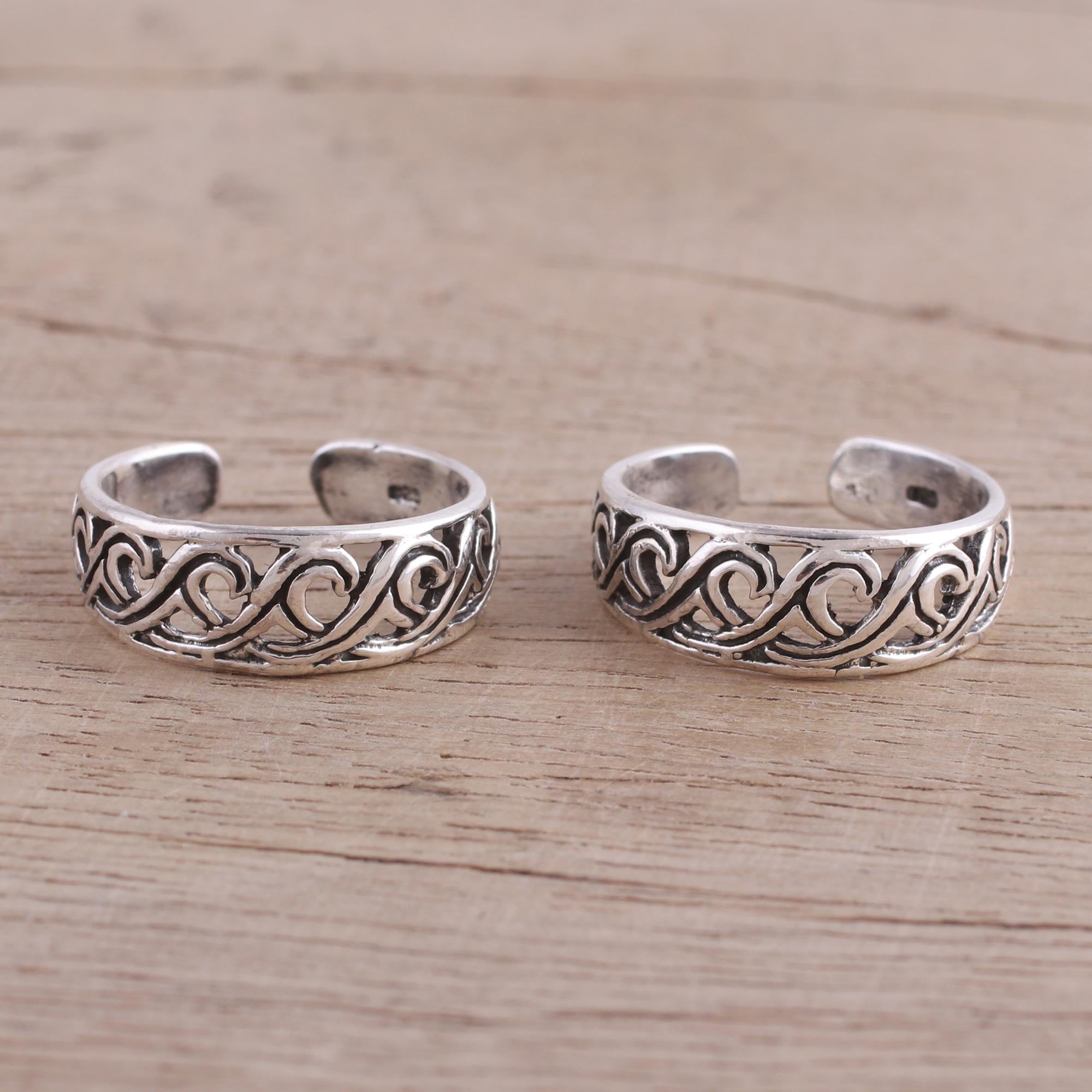 Premium Swirl Design Sterling Silver Toe Rings – Handcrafted in India