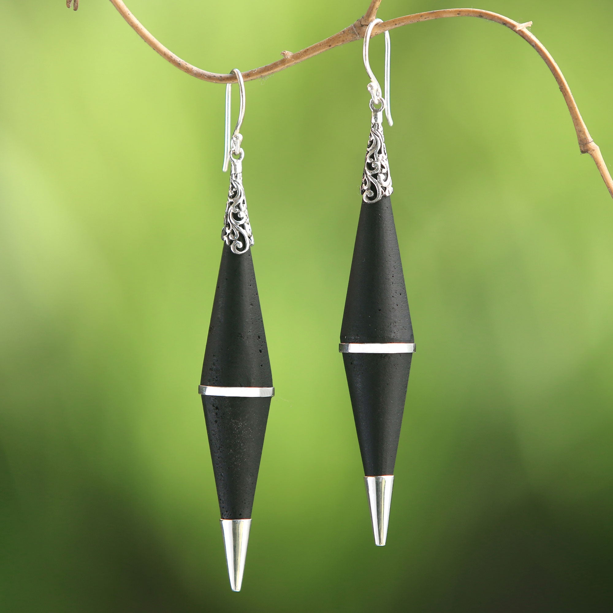 Premium Dark Shards Sterling Silver Dangle Earrings - Ultimate Statement Piece