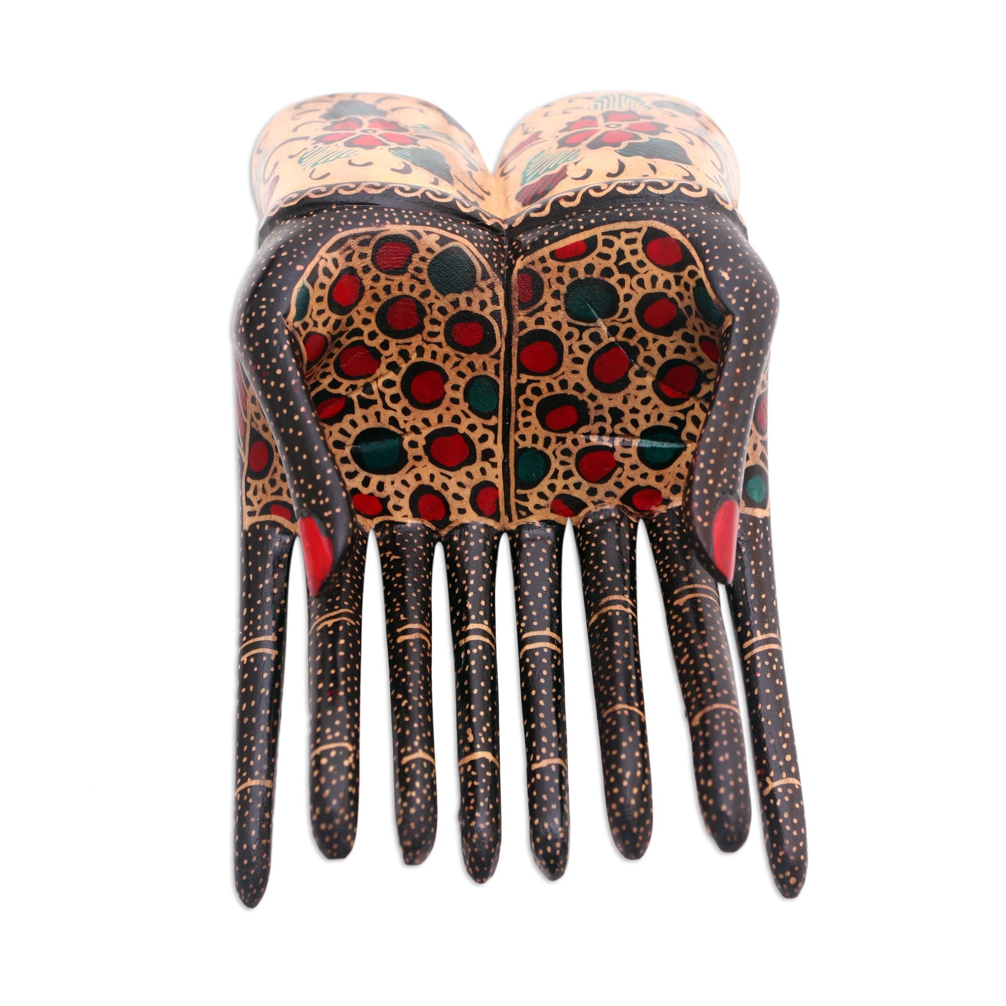 Premium Handcrafted Floral Batik Wood Ring Holder - Java Artisan Collection