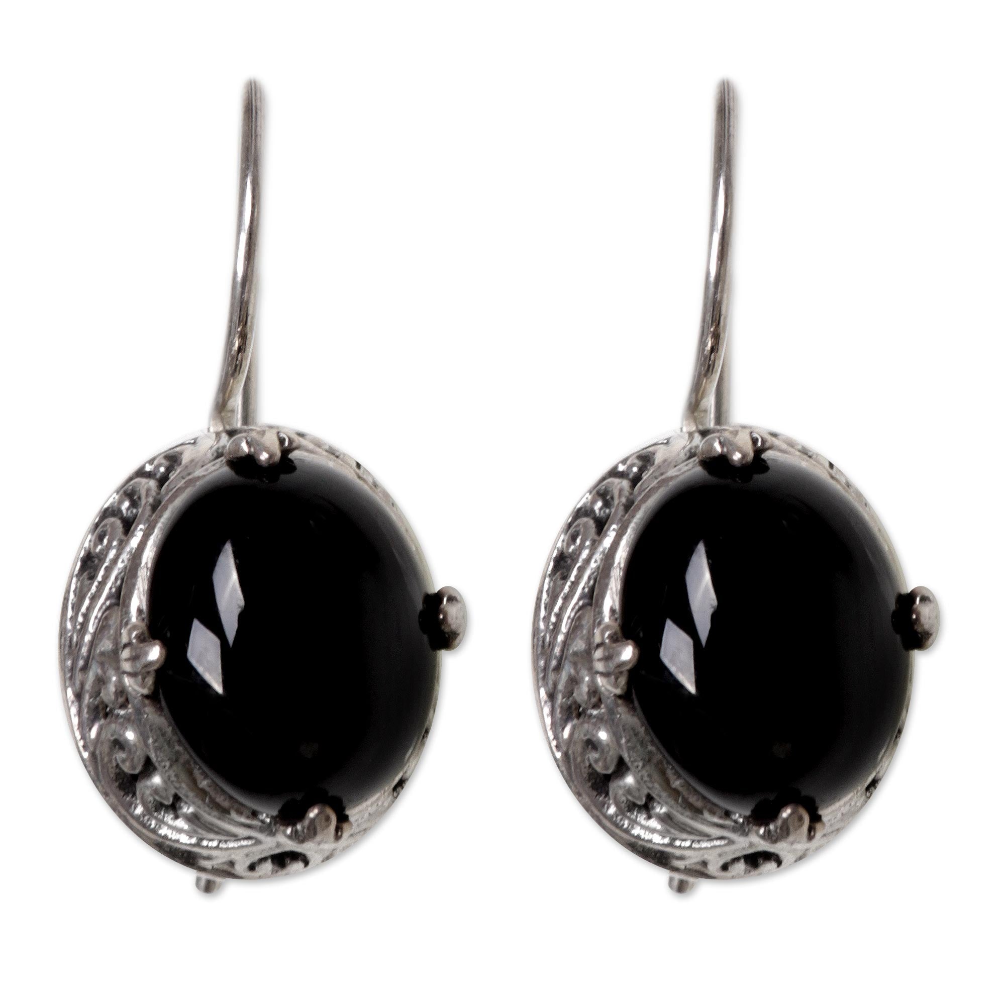 Premium Angel Onyx Silver Drop Earrings - Ultimate Elegance