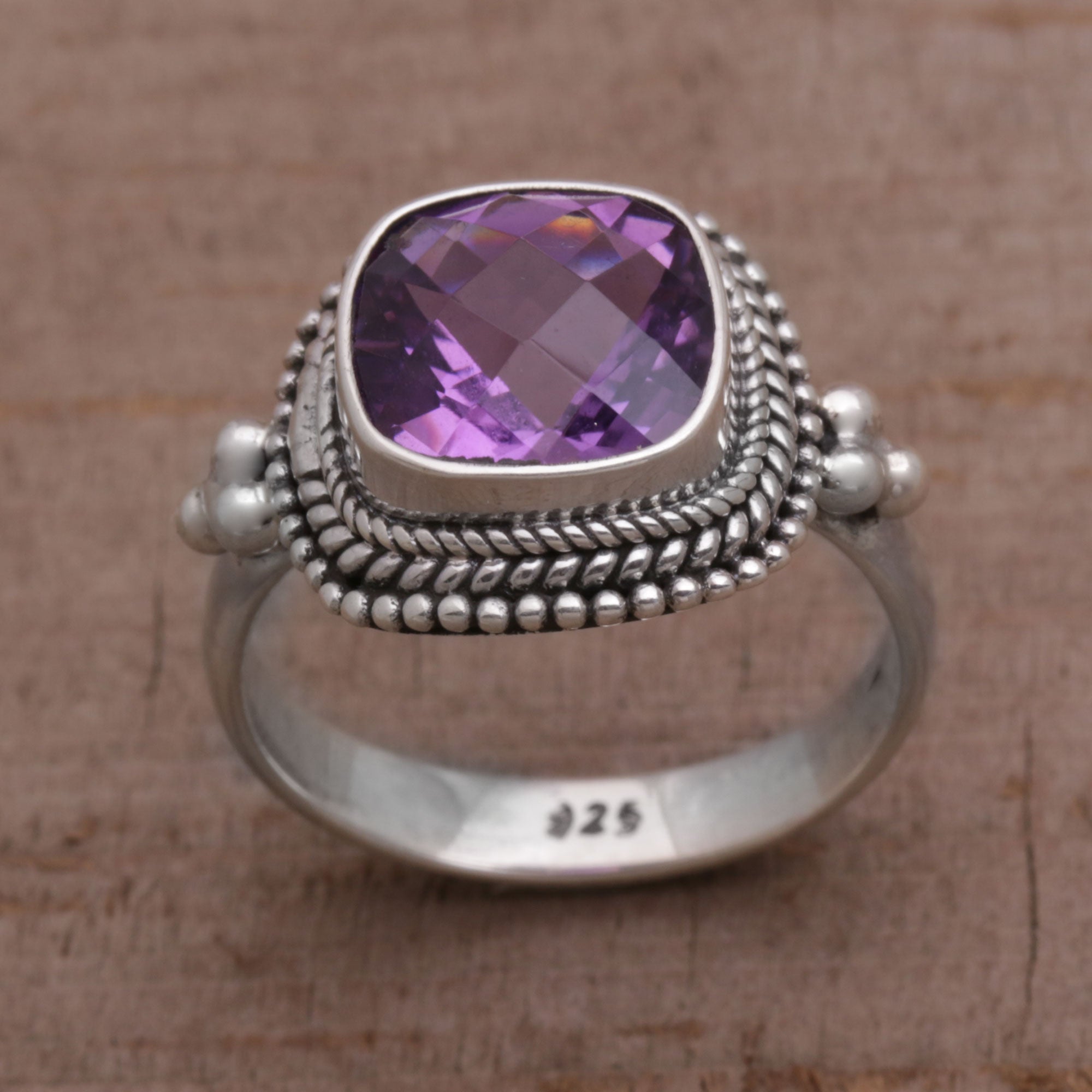 Premium Amethyst Cocktail Ring – Handcrafted Sterling Silver Jewelry from Bali