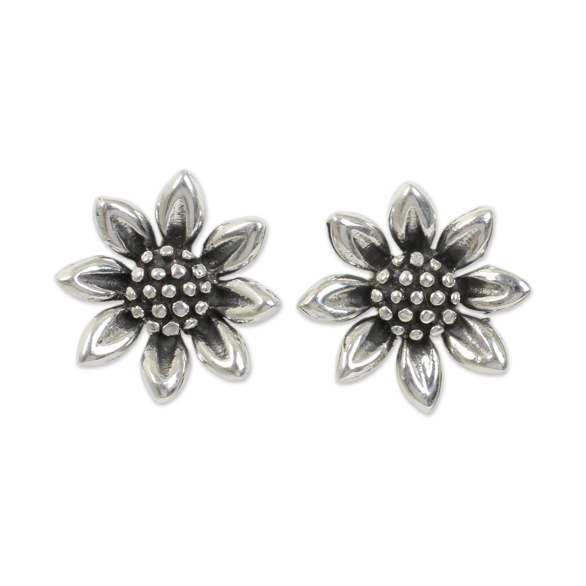 Premium Sunflower Love Sterling Silver Stud Earrings - Handcrafted Elegance