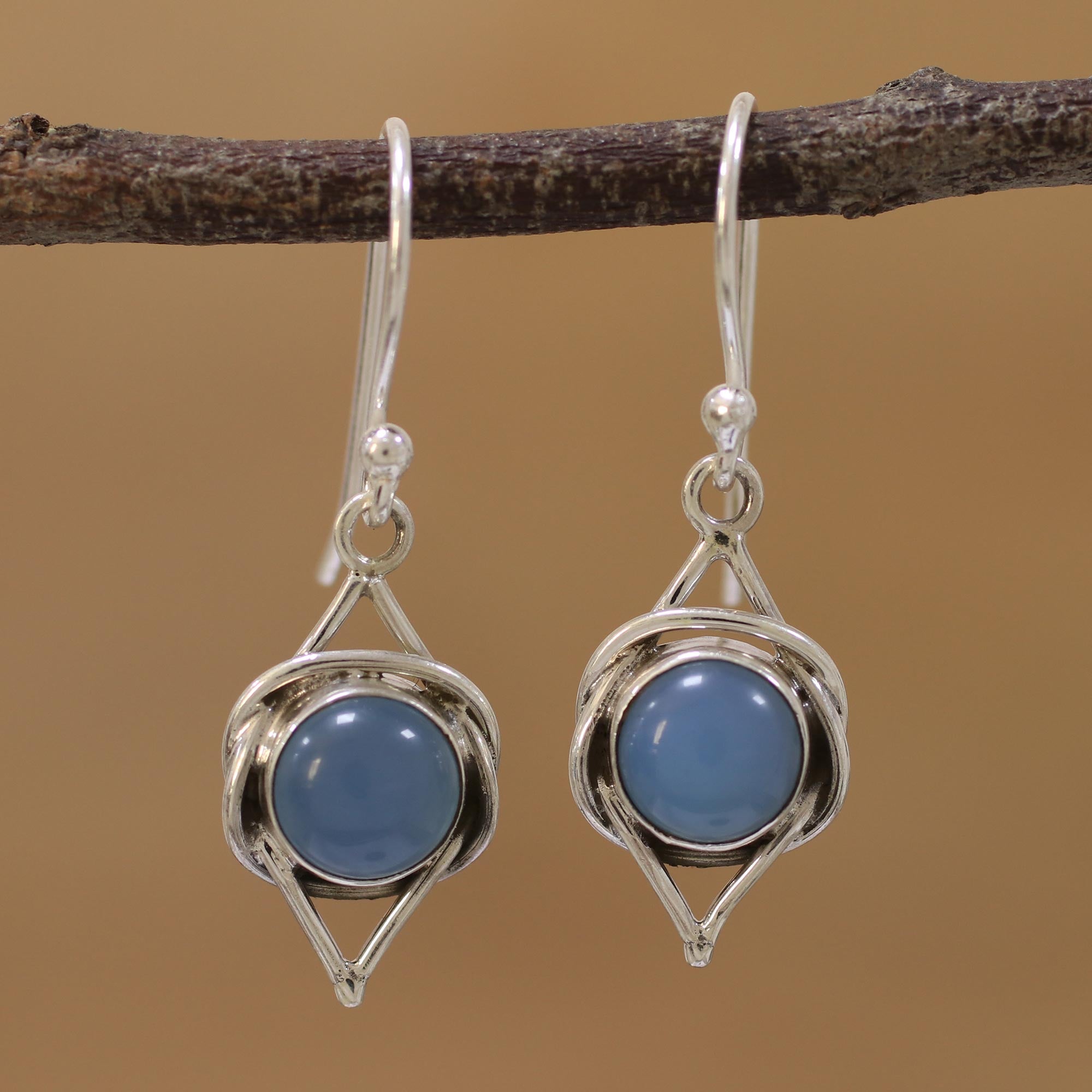 Ultimate Blue Chalcedony Dangle Earrings - Handmade Sterling Silver