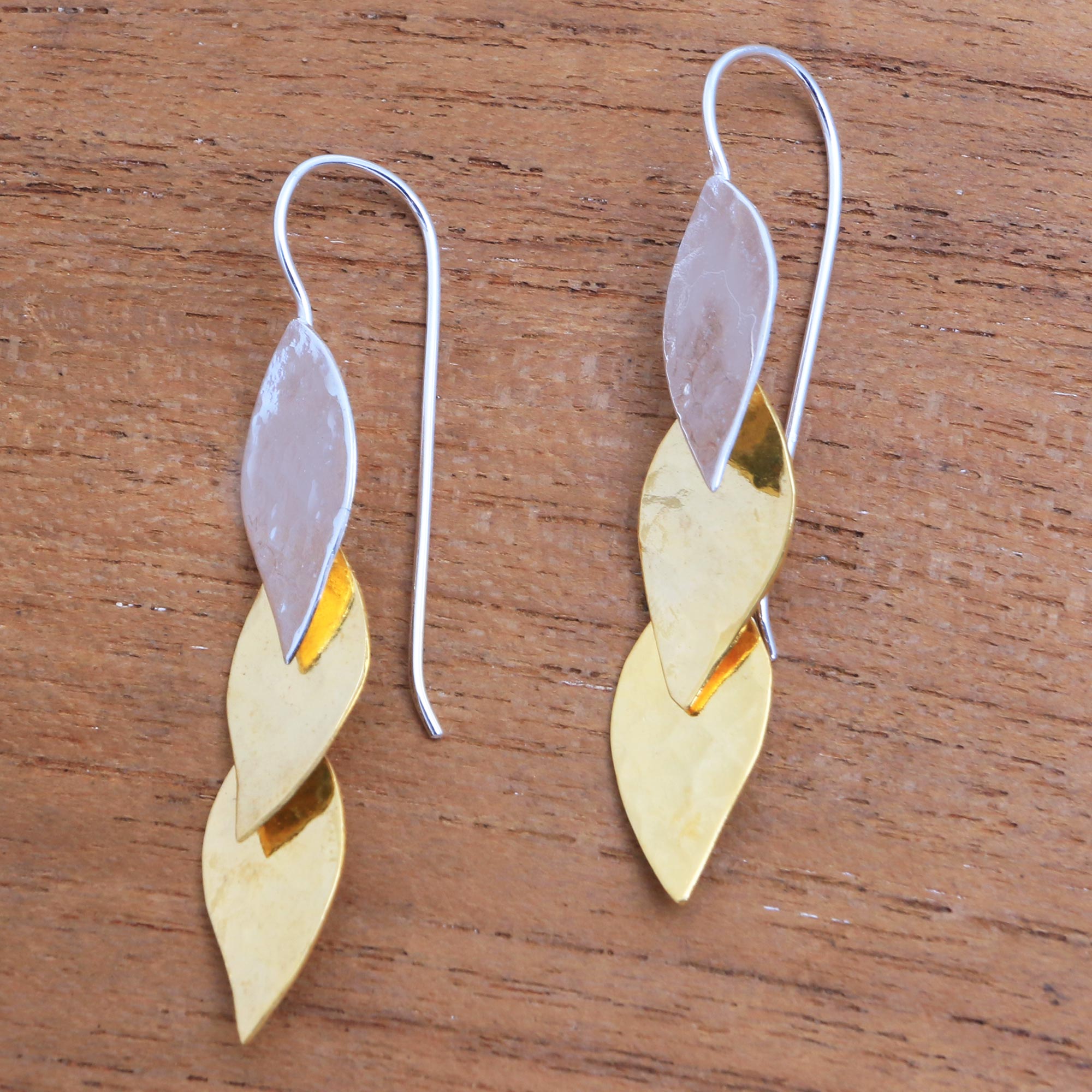 Premium Fall Gold Modern Dangle Earrings - Handcrafted in Bali