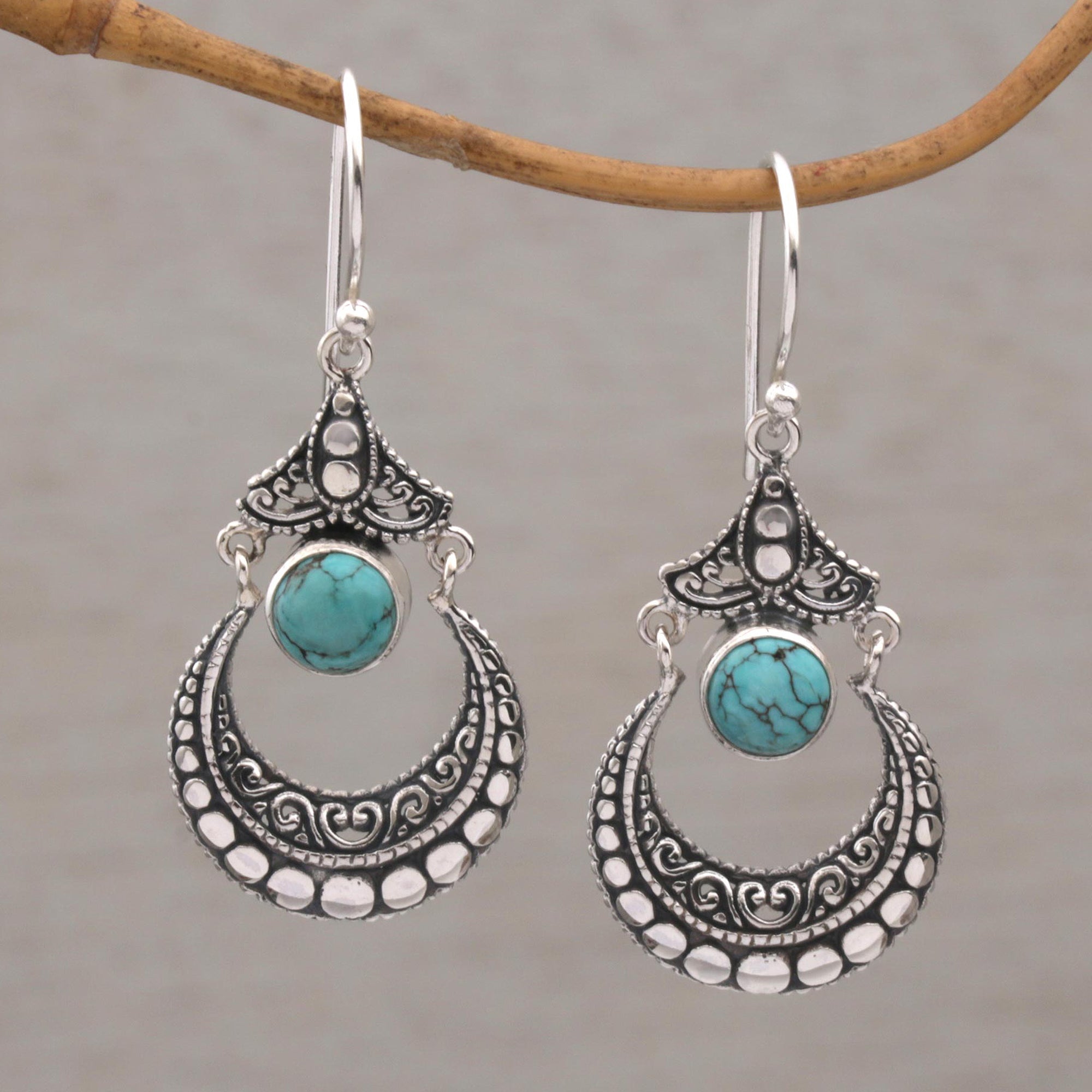 Premium Crescent Magnesite Dangle Earrings – Handcrafted Sterling Silver