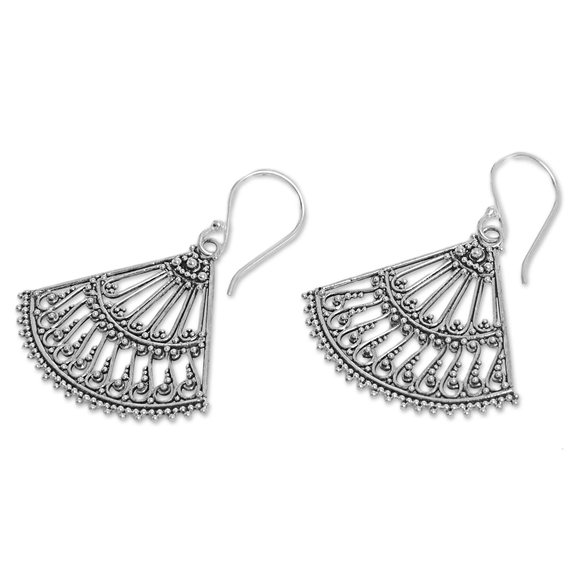 Premium Legong Dance-Inspired Sterling Silver Fan Dangle Earrings