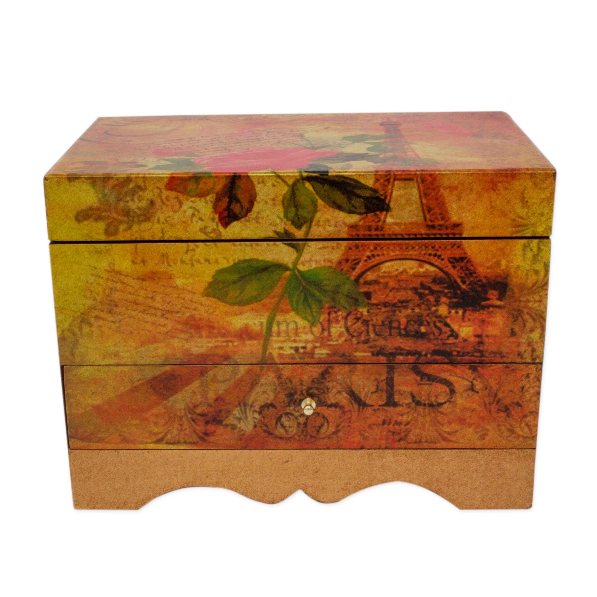 Premium Paris-Inspired Handcrafted Decoupage Jewelry Box with Drawer