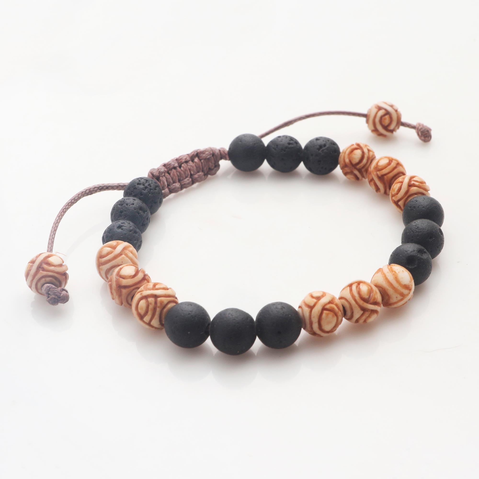 Premium Chakra Unity Bracelet - Handcrafted Lava Stone & Cow Bone Beads