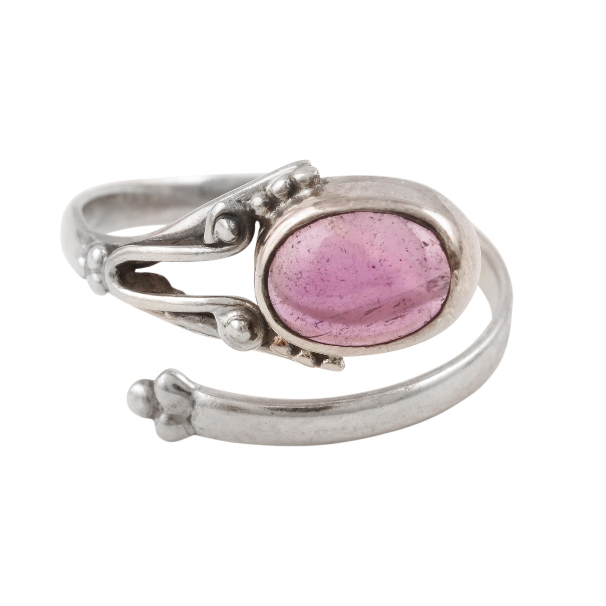 Premium Summer Berries Amethyst Sterling Silver Wrap Ring - Handcrafted Elegance