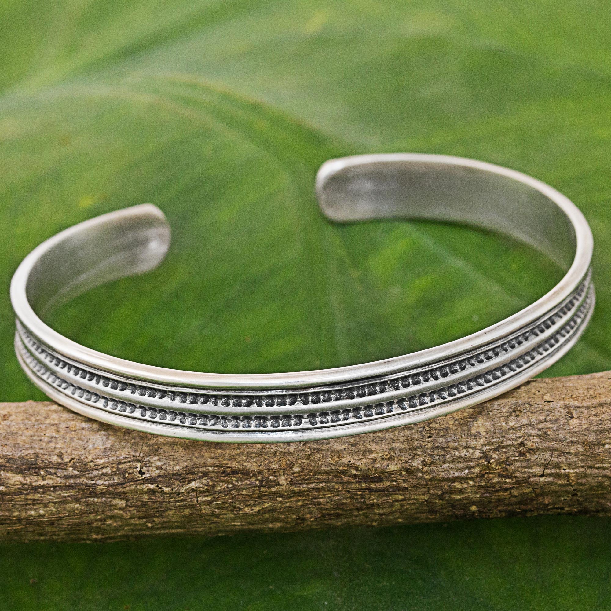 Premium Sterling Silver 'Hope' Cuff Bracelet - Handcrafted by Thai Artisans